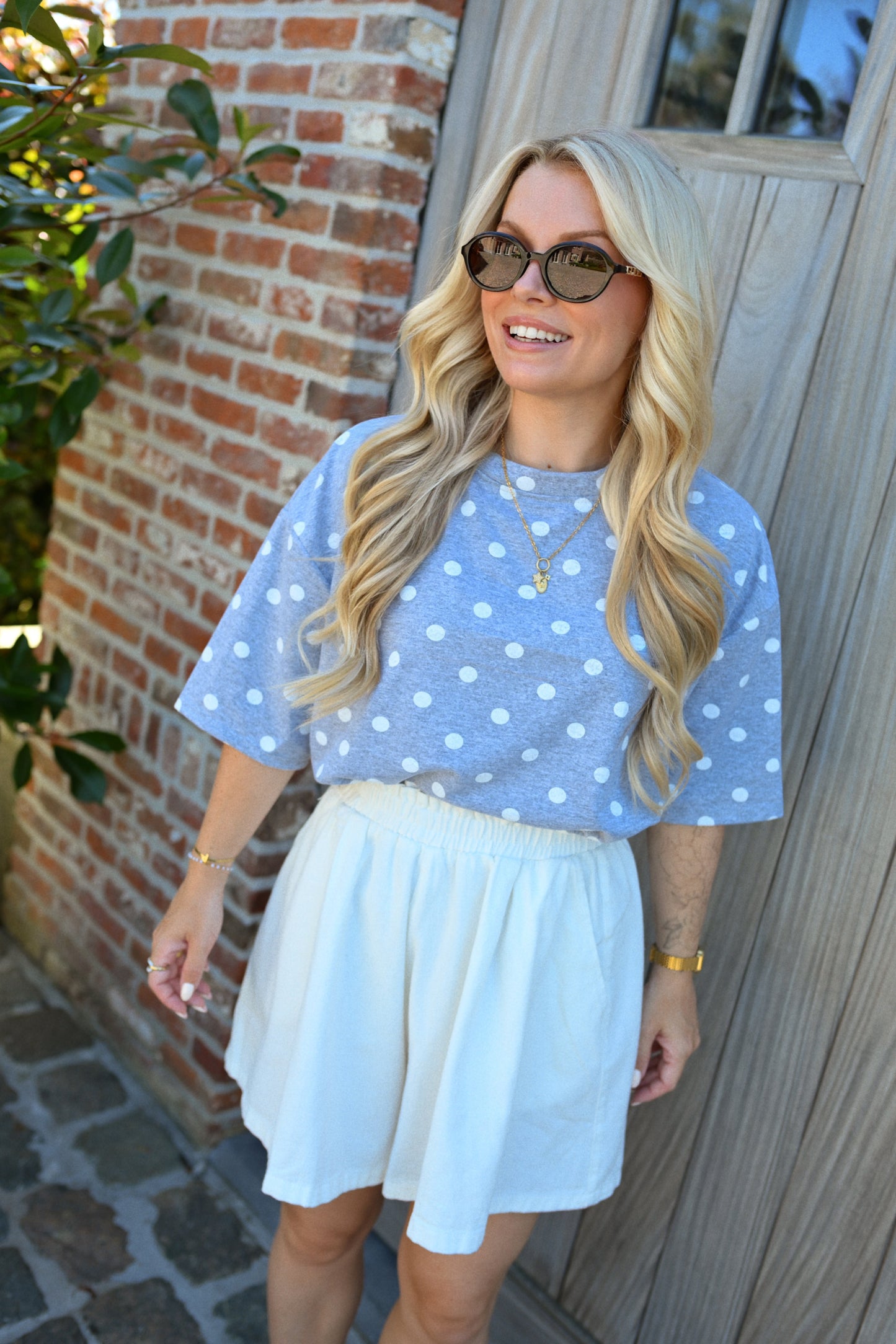 Polkadot T-Shirt - Grijs