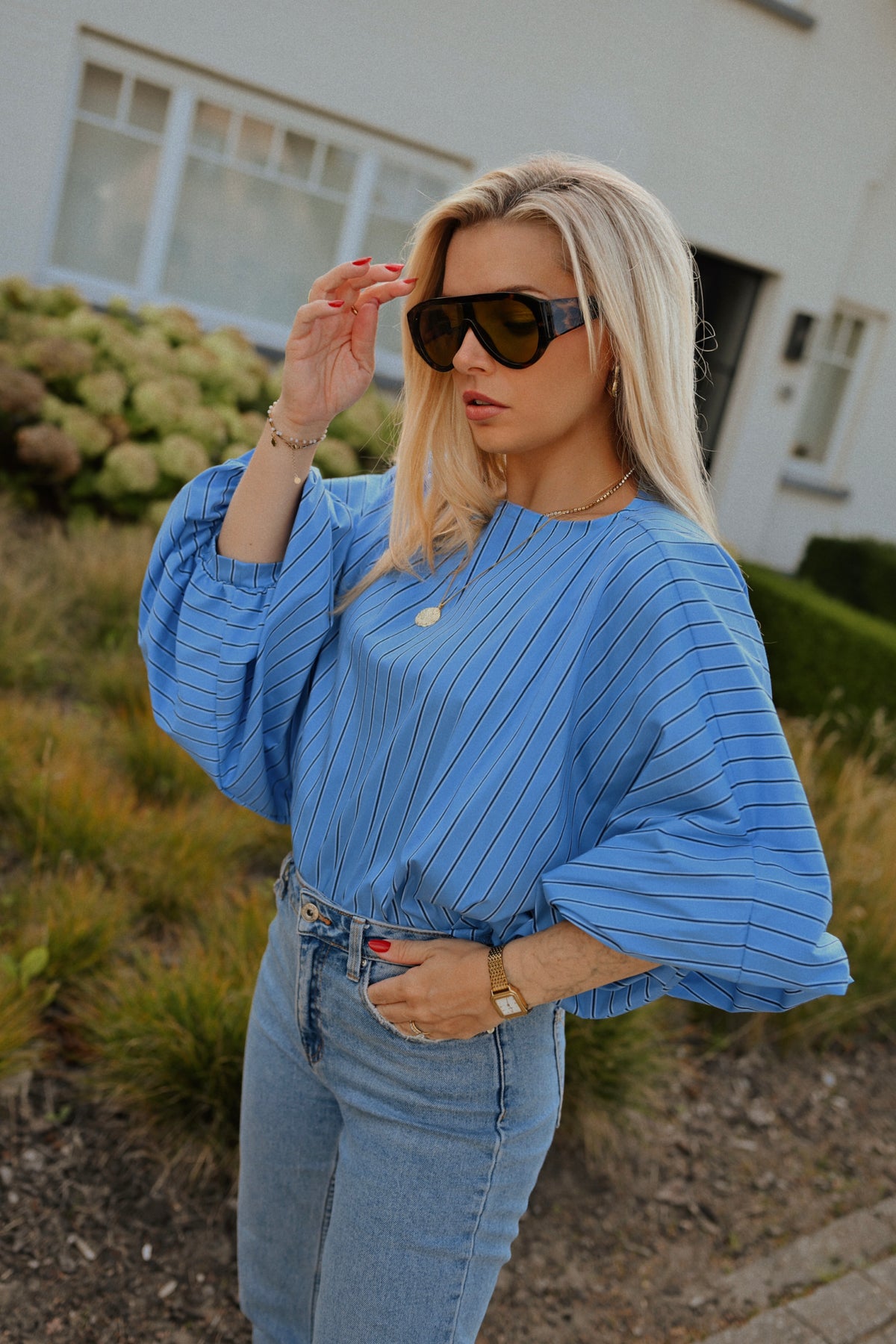 Nette Striped Blouse - Blauw