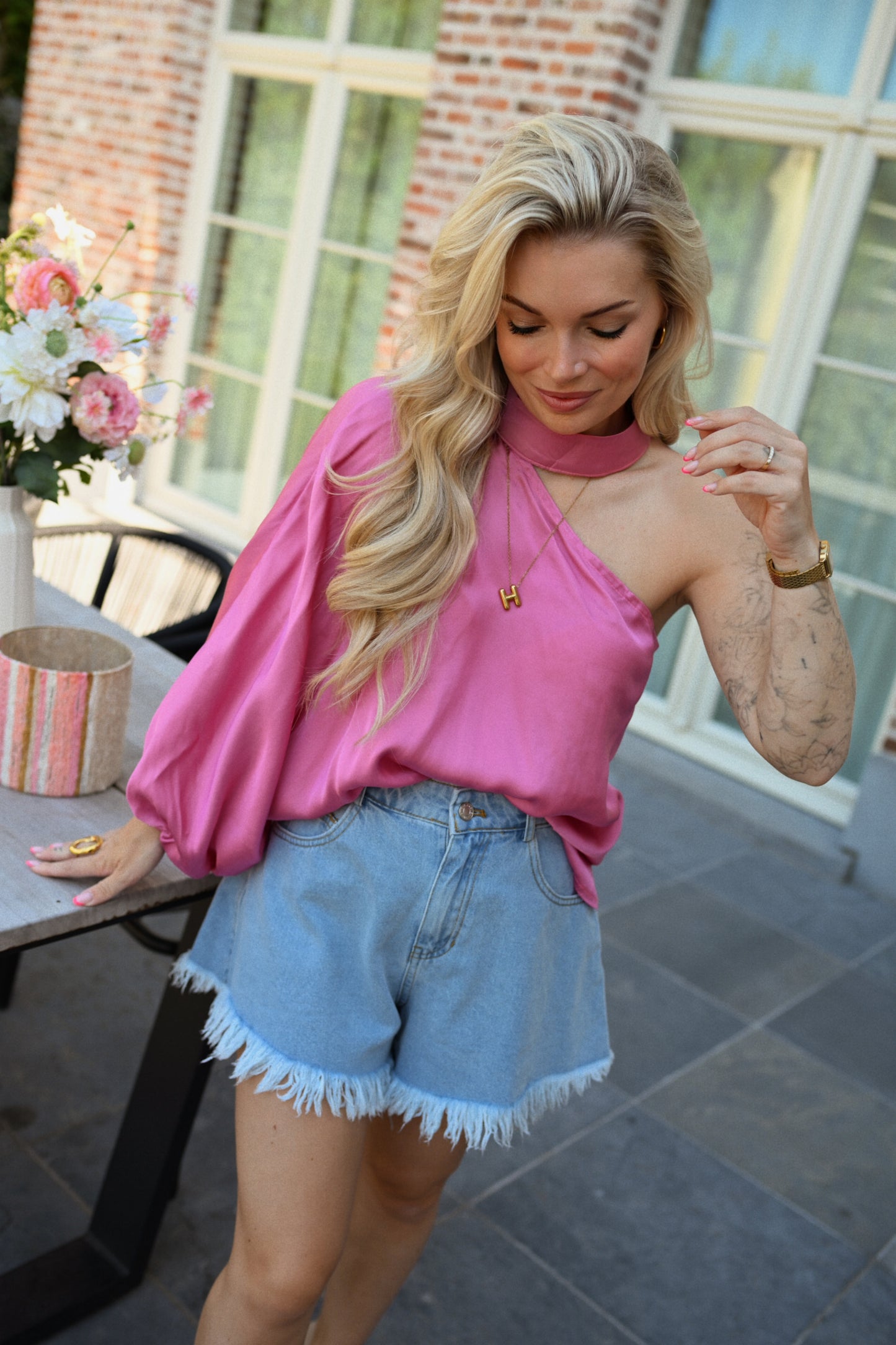 Manou Silk Top - Roze