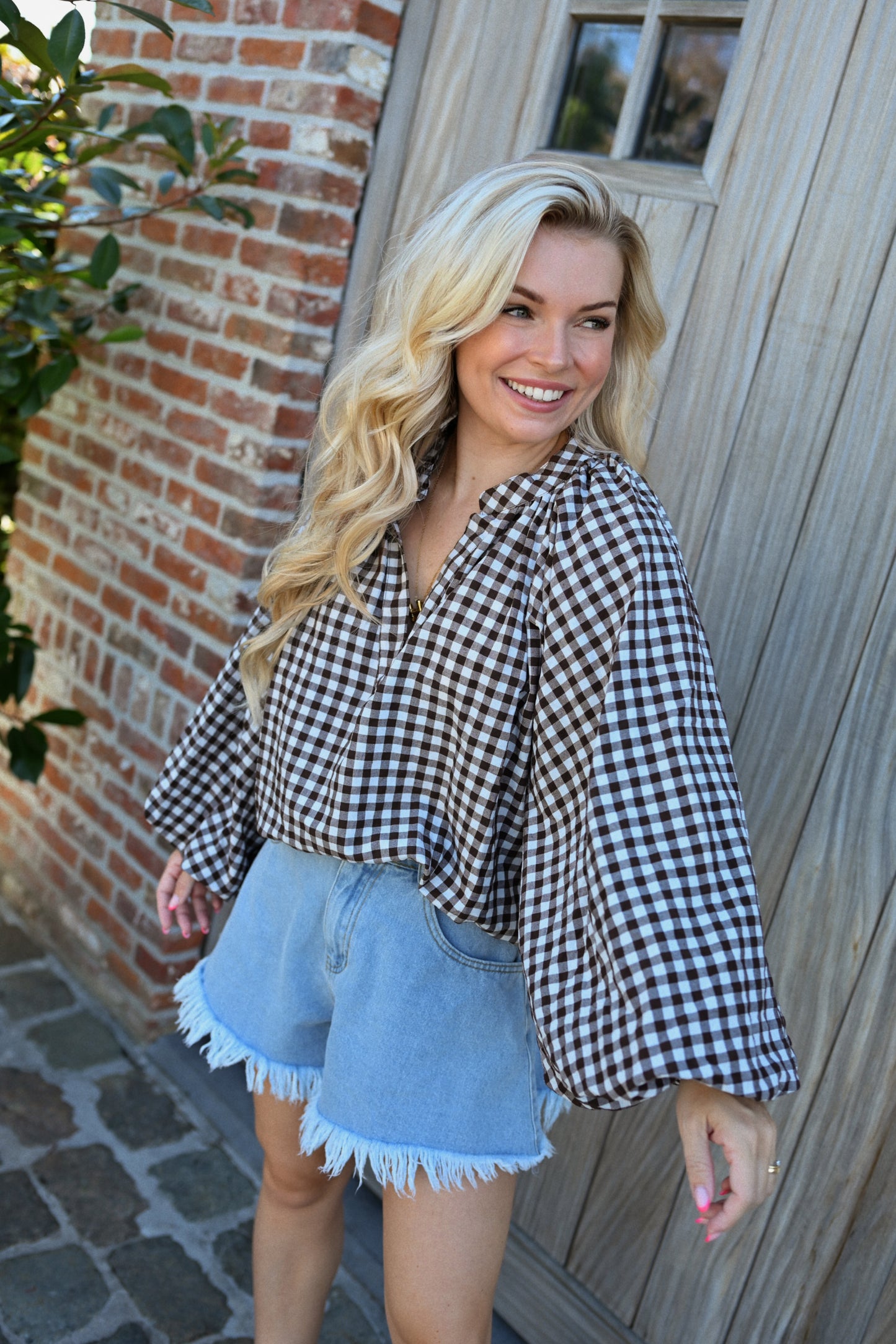 Judith Carreaux Blouse - Bruin