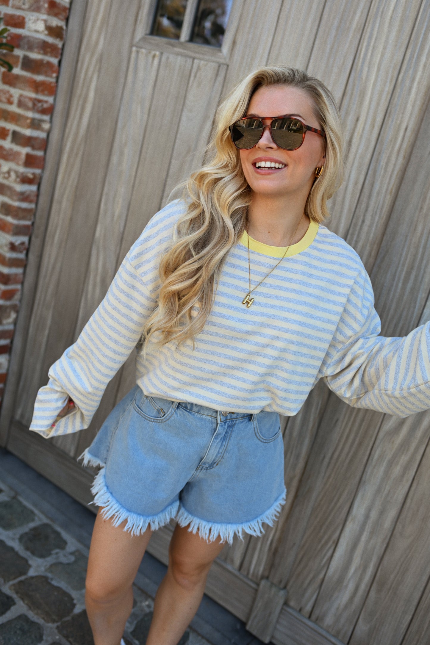 Nina Striped T-Shirt - Grijs