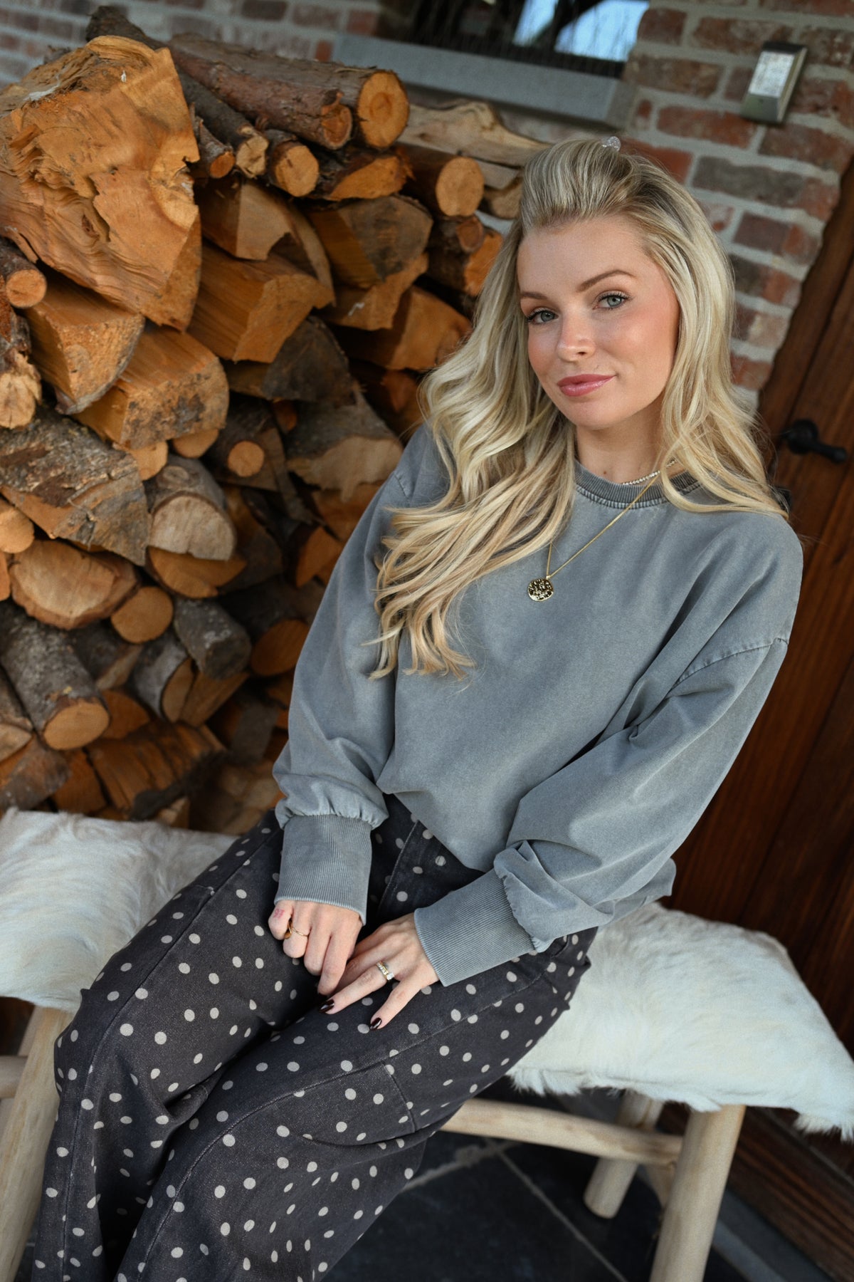 Jade Washed Sweater - Grijs