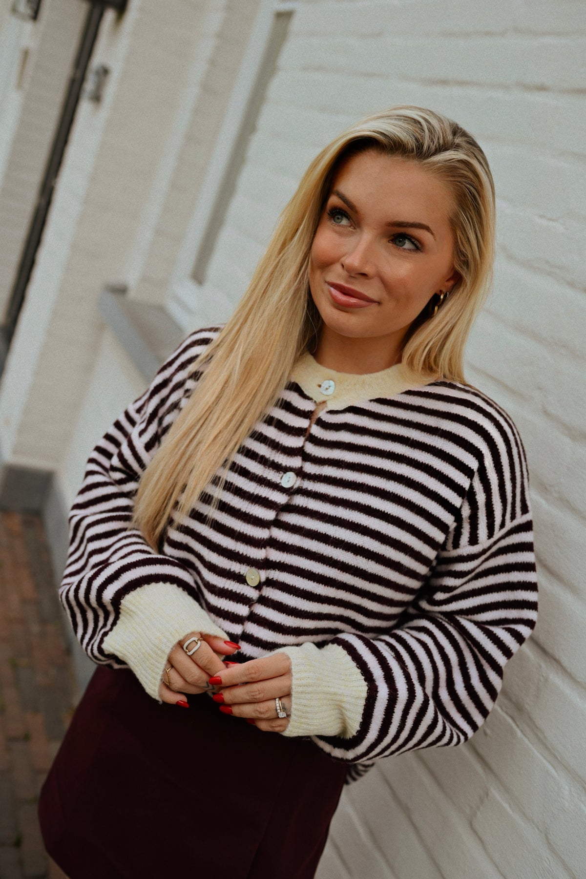 Pierre Striped Gilet - Bordeaux