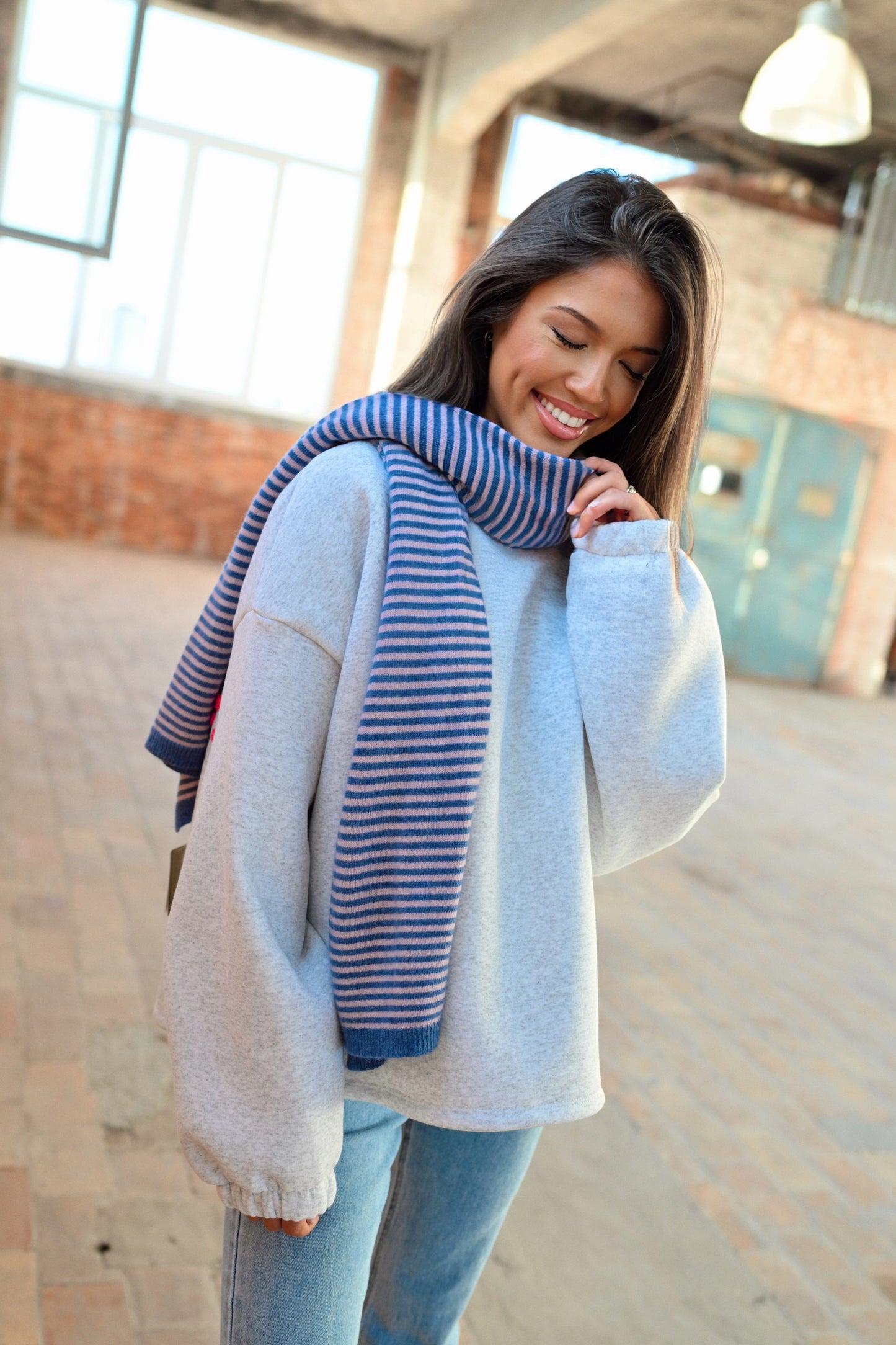 Cashmere Stripe Scarf - Pink/Blue