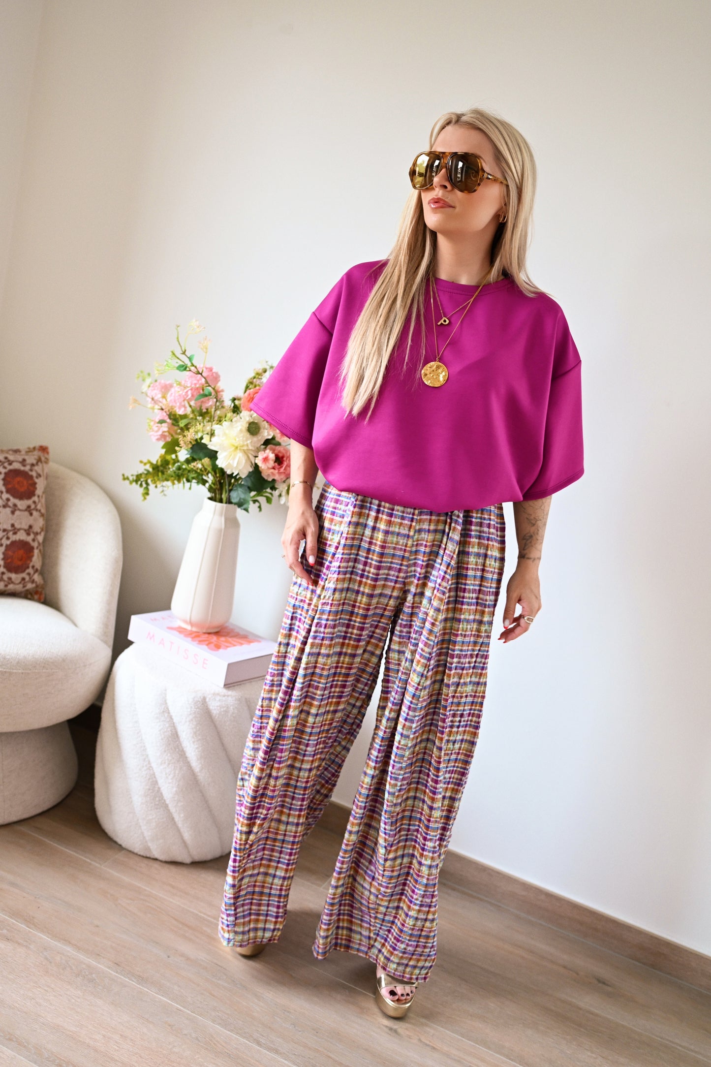 Carreaux Broek - Paars