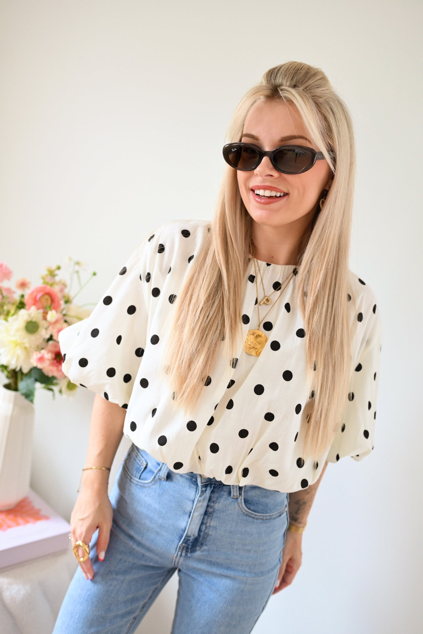 Polk dot Blouse - Ecru