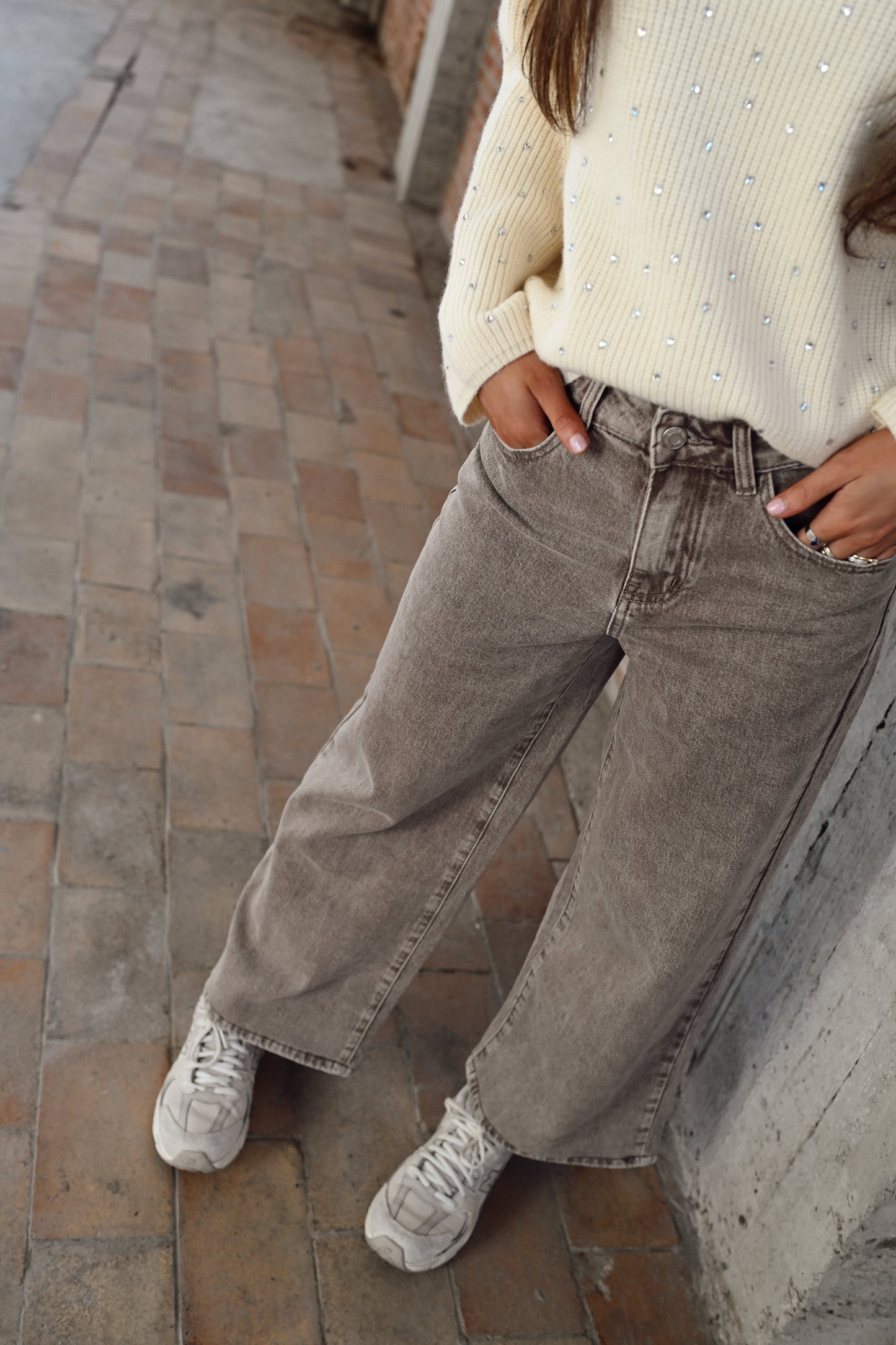 Wide Fit Jeans - Taupe