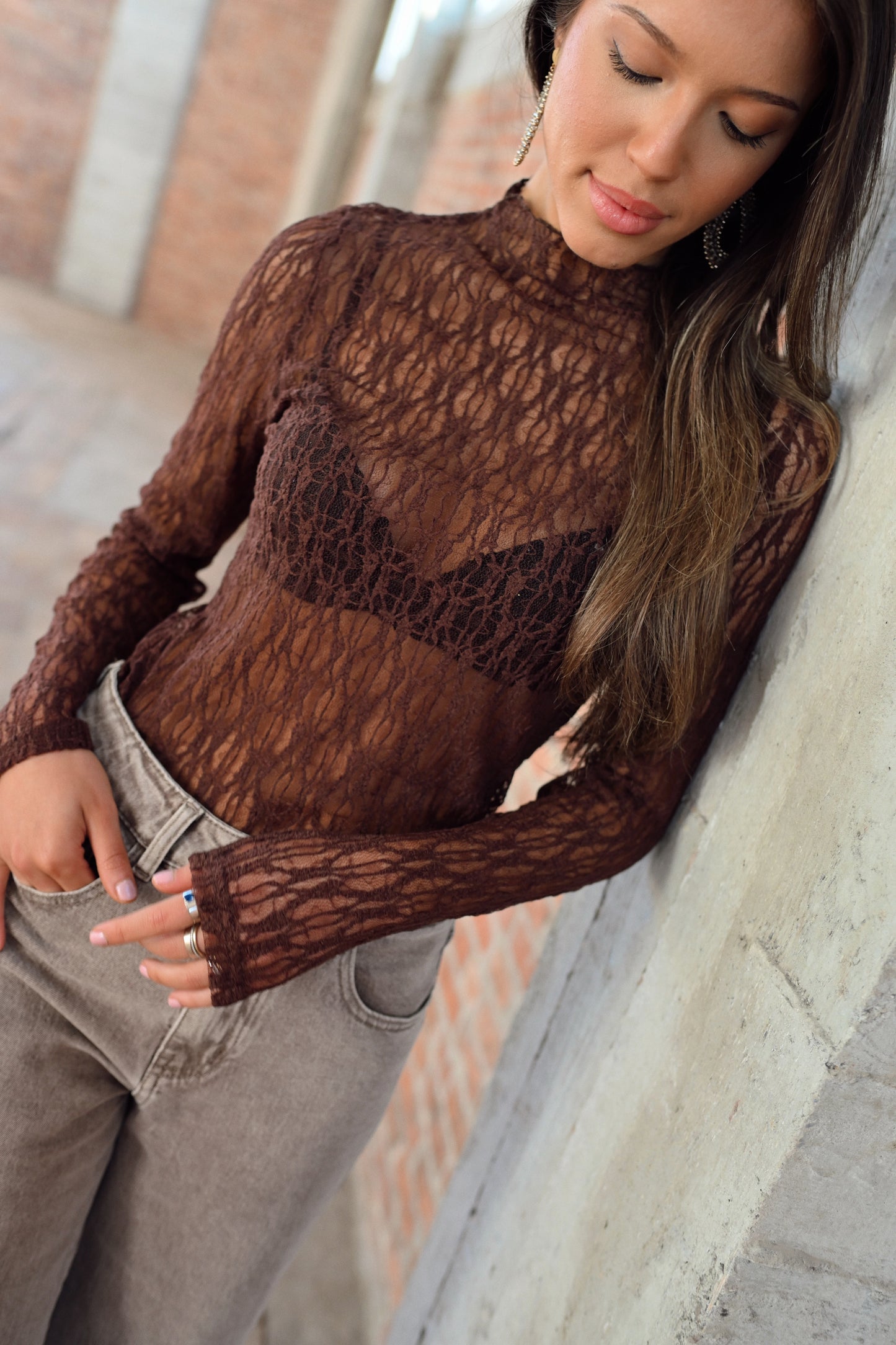 Jacqueline Lace Top - Brown