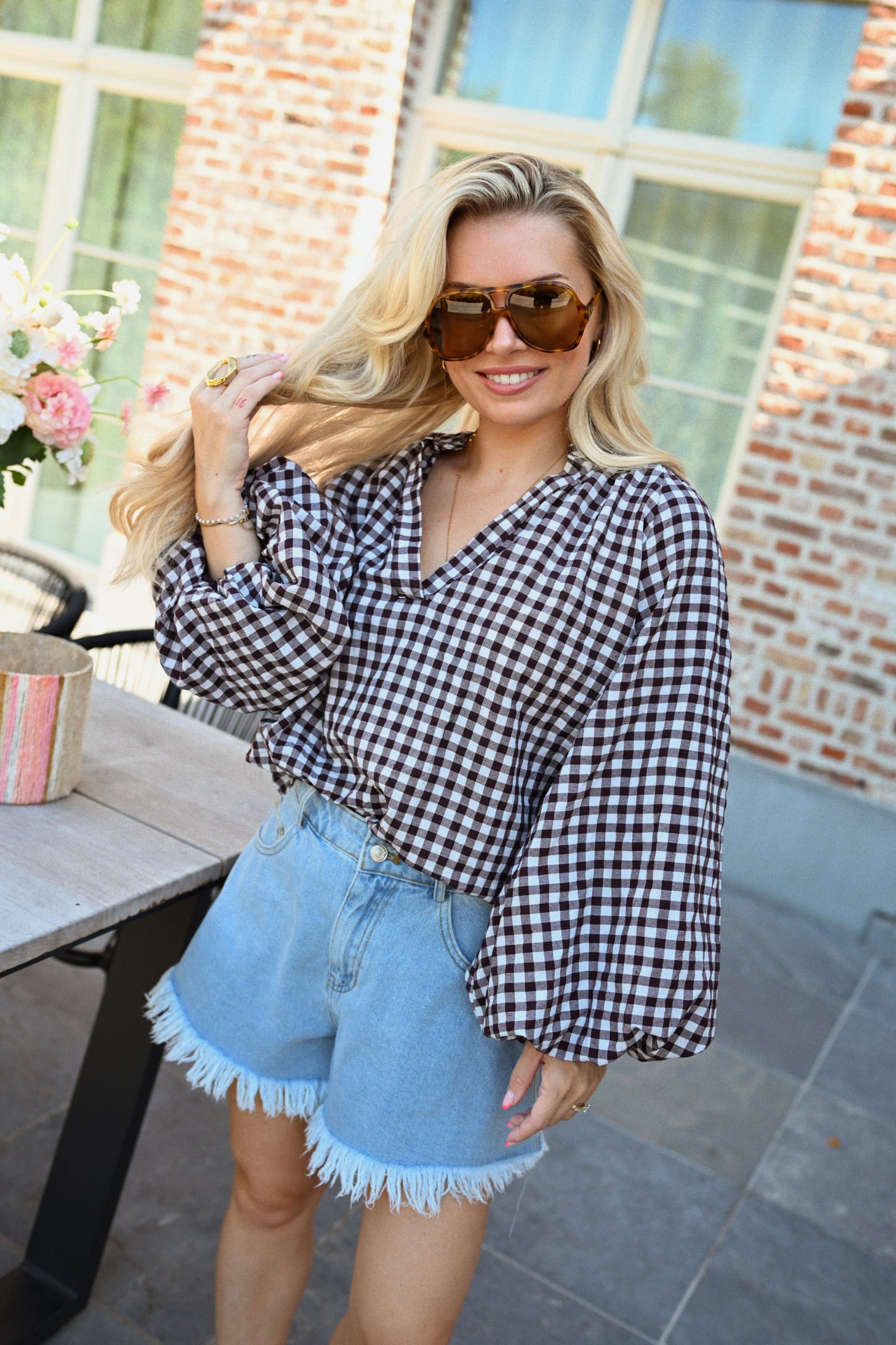 Judith Carreaux Blouse - Bordeaux