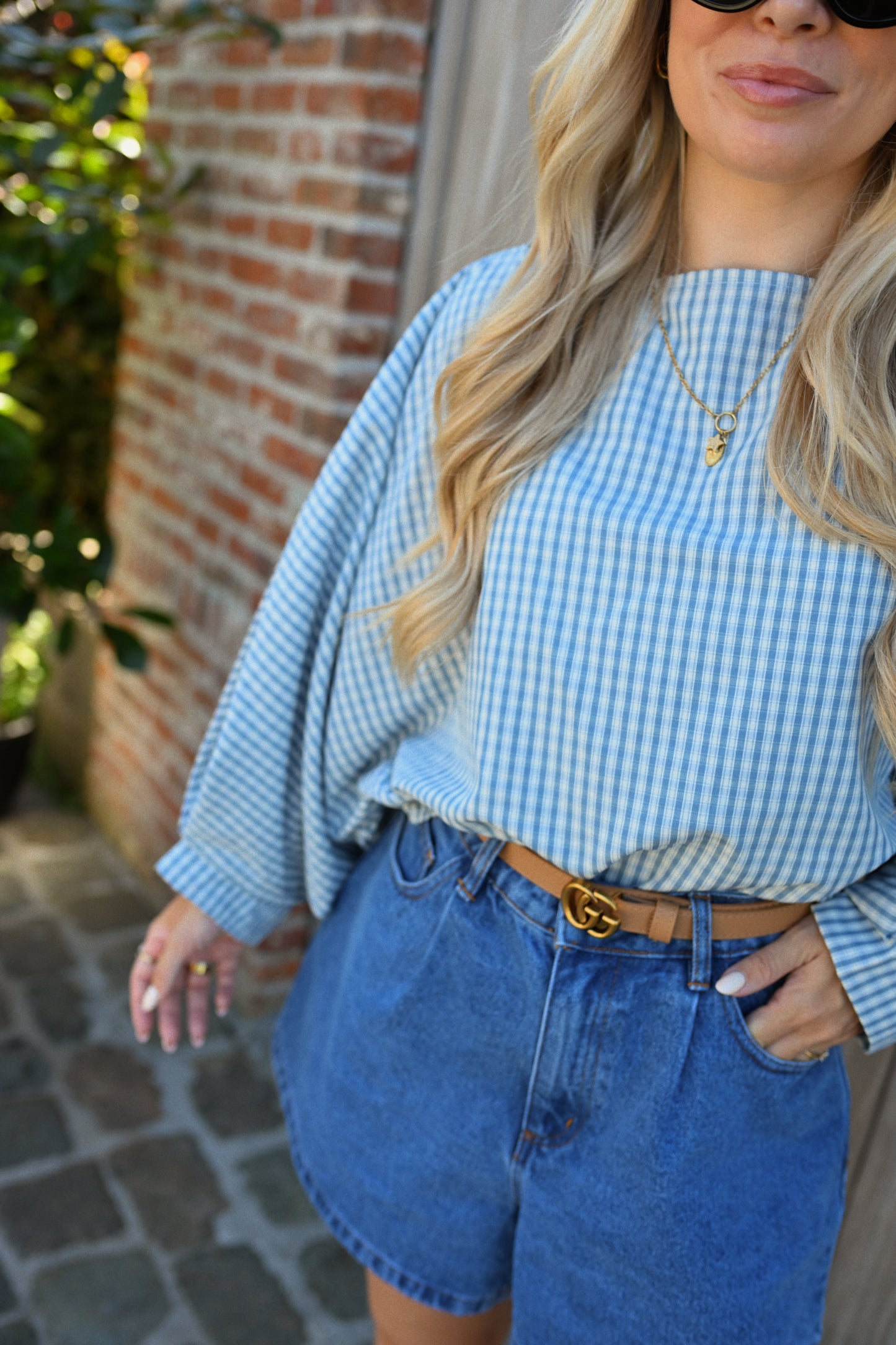 Lore Carreaux Blouse - Blauw