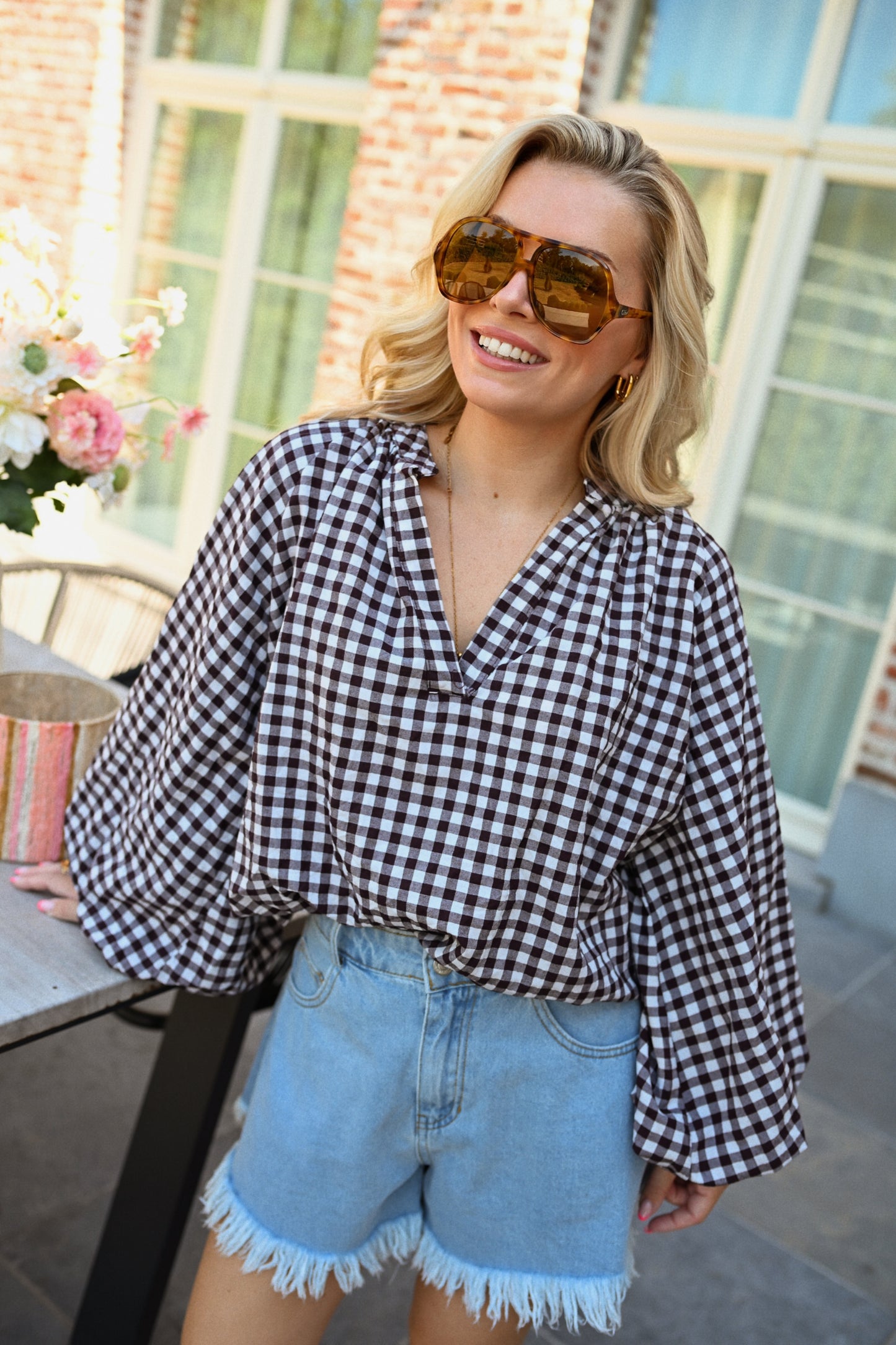 Judith Carreaux Blouse - Bordeaux