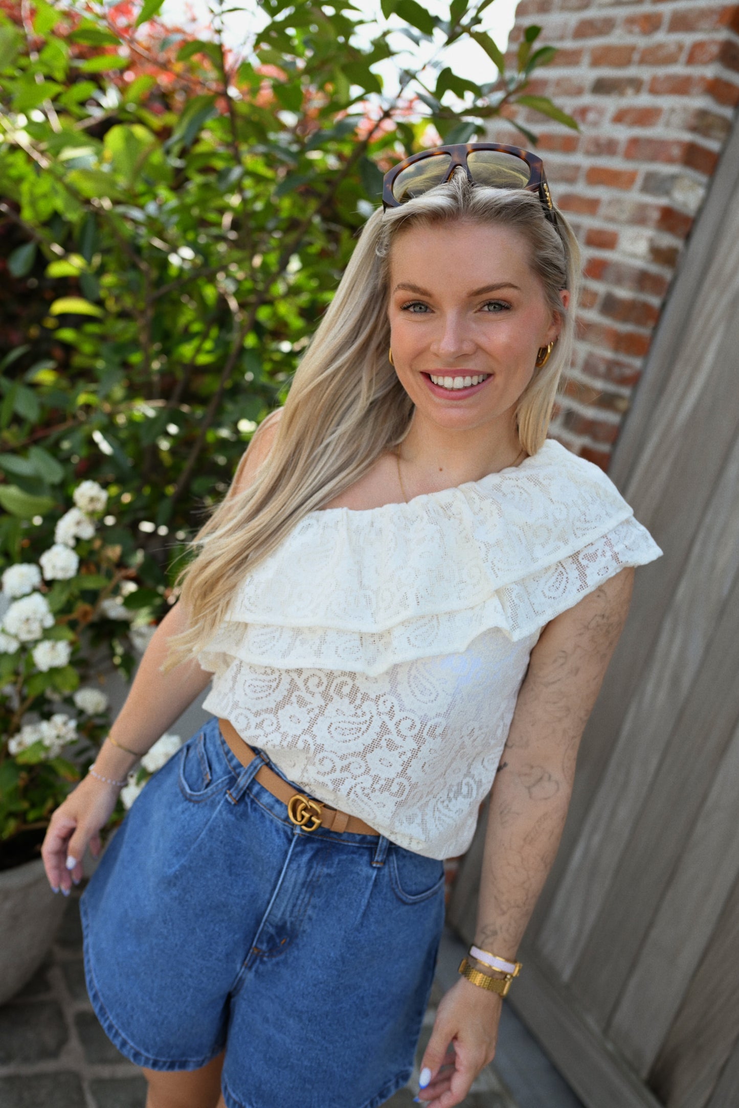 Lenthe One Shoulder Top - Ecru
