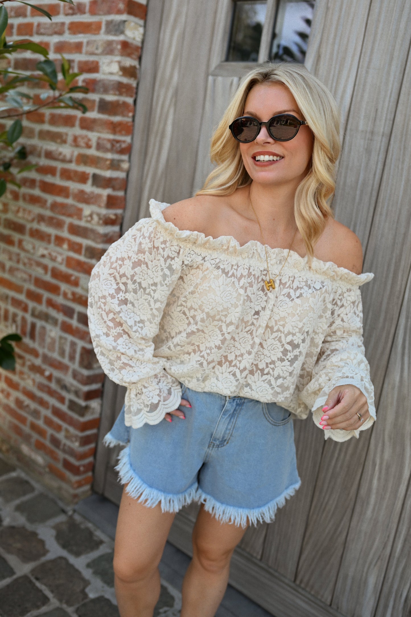 Celine Off Shoulder Blouse - Beige