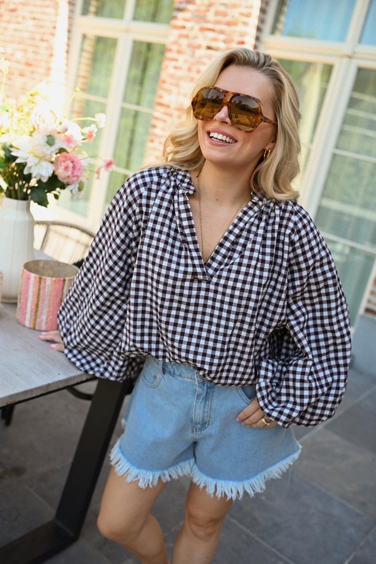Judith Carreaux Blouse - Bordeaux