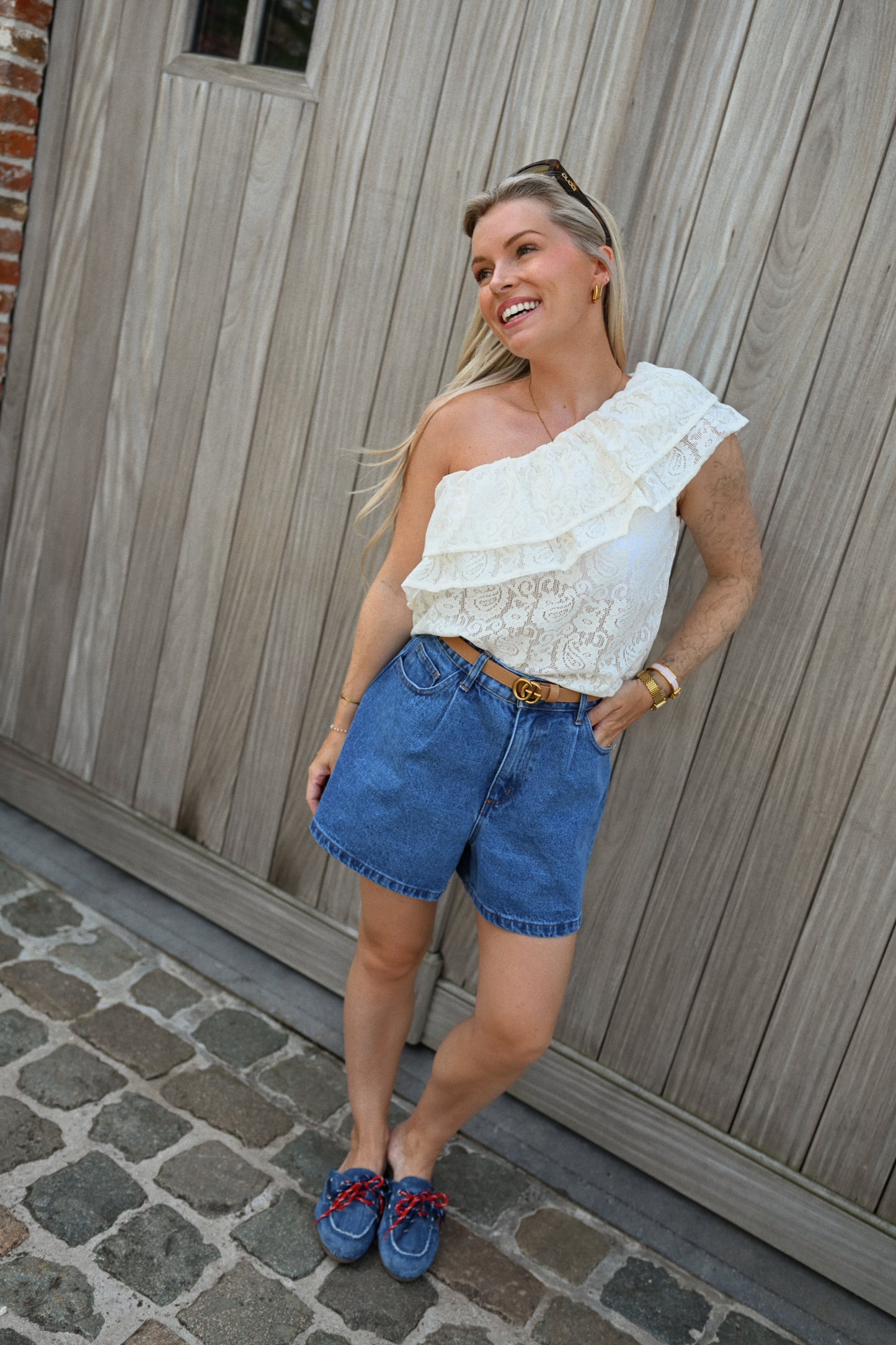 Lenthe One Shoulder Top - Ecru