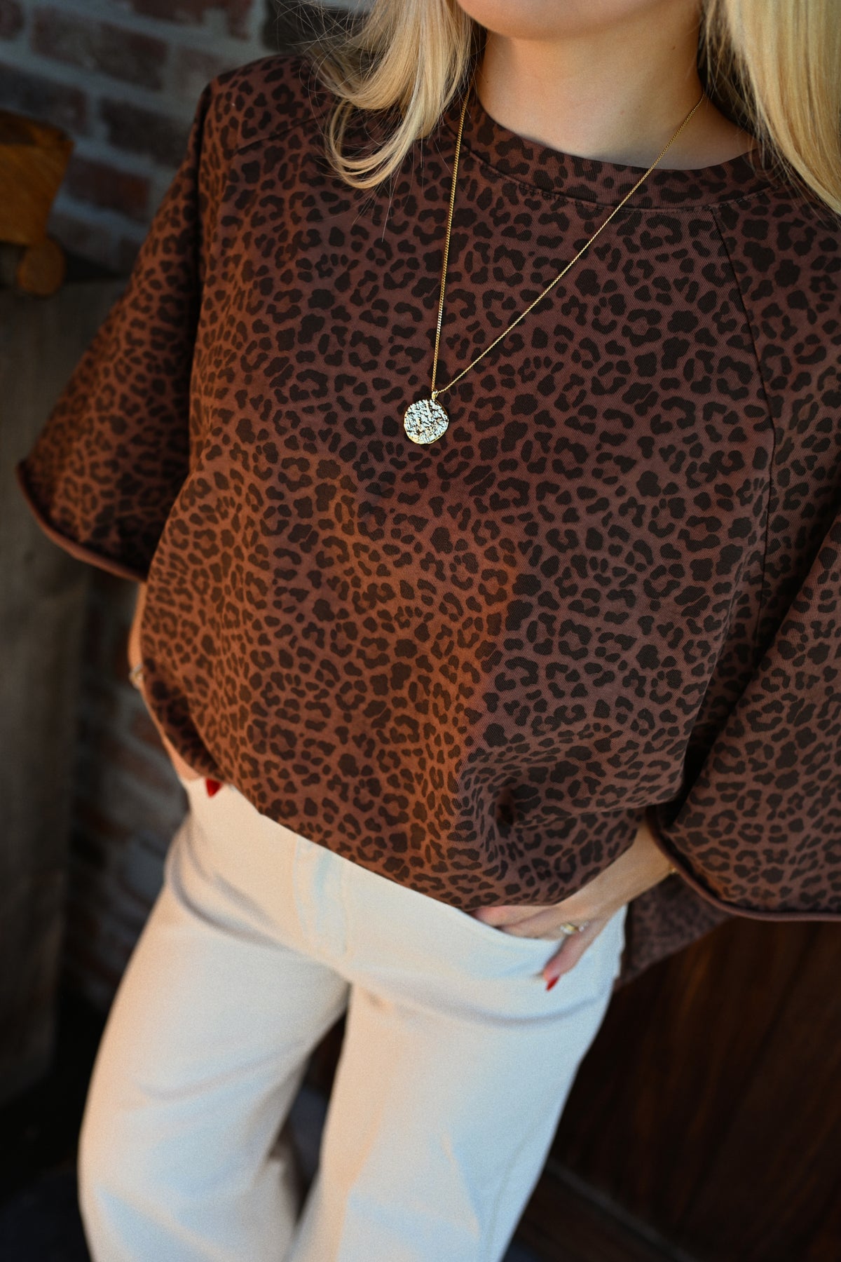 Oversized Leopard T-Shirt - Bruin