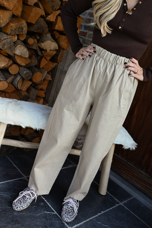 Camie Denim Broek - Beige