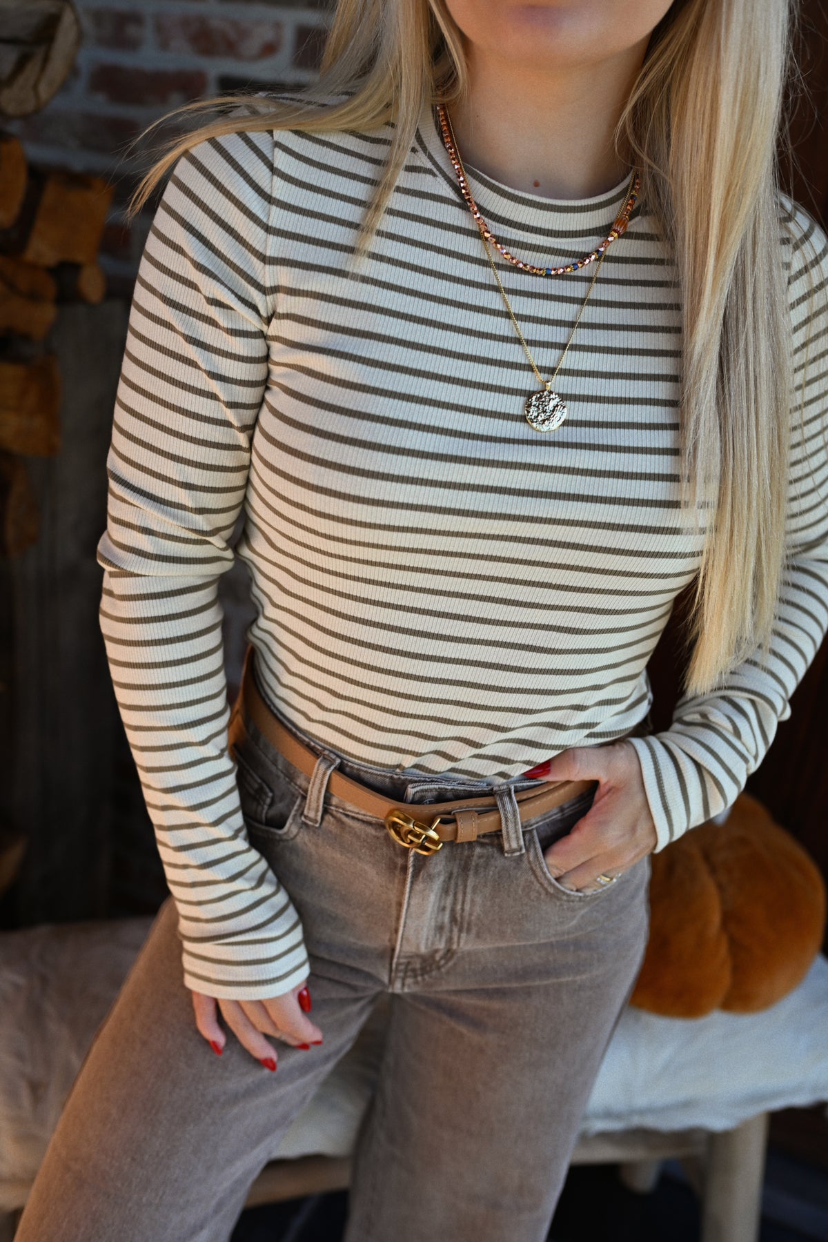 Nina Striped Pull - Kaki