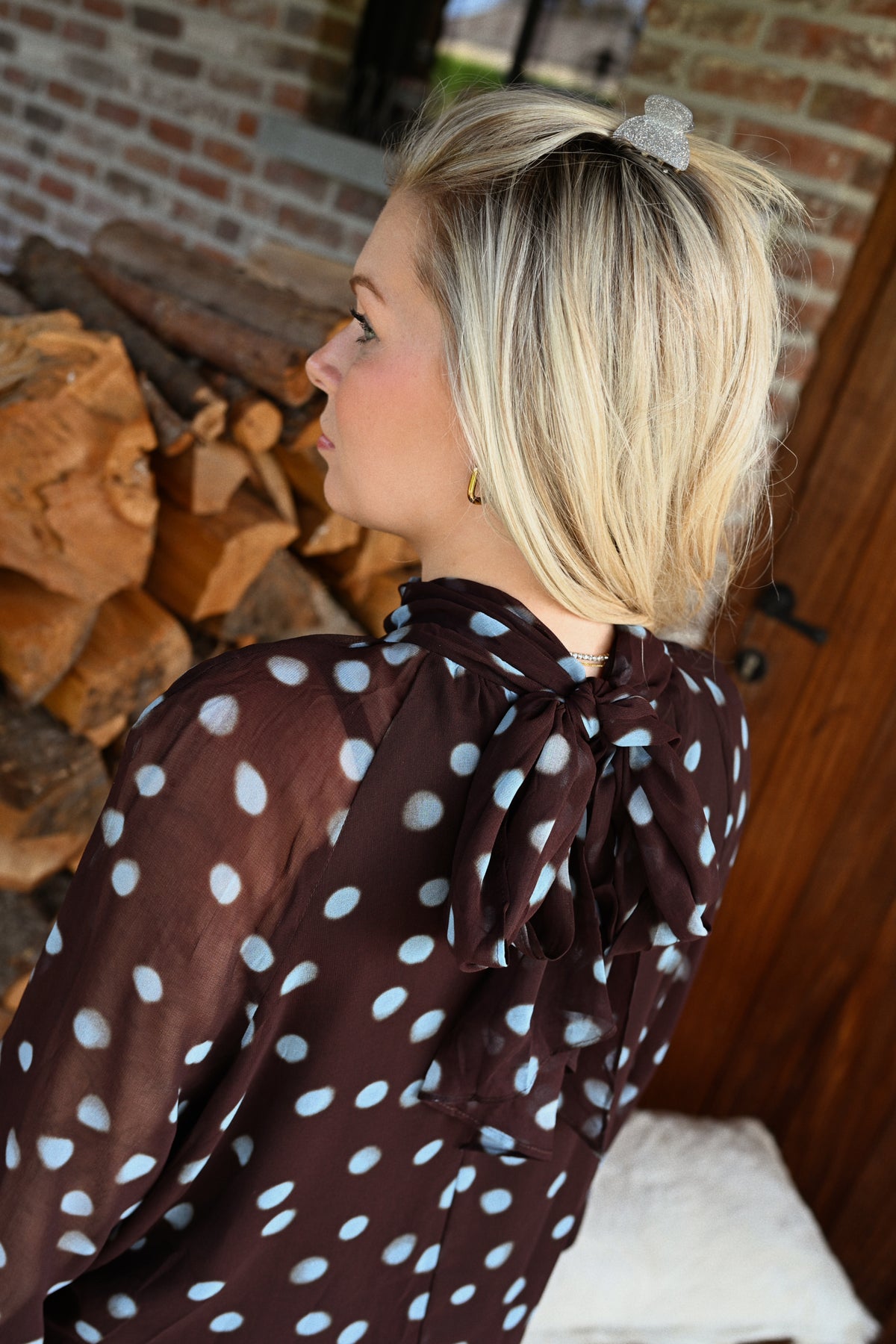 Nore Polkadot Blouse - Bruin