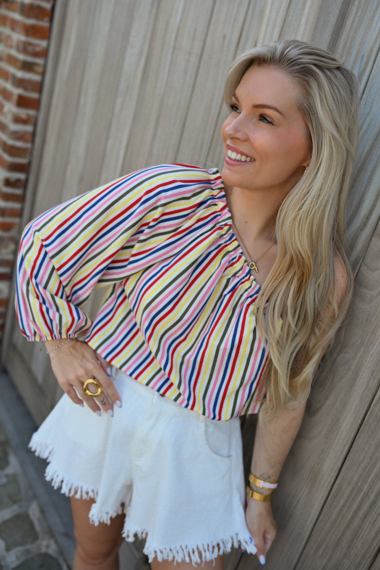 Julie Striped One Shoulder Top - Multicolor