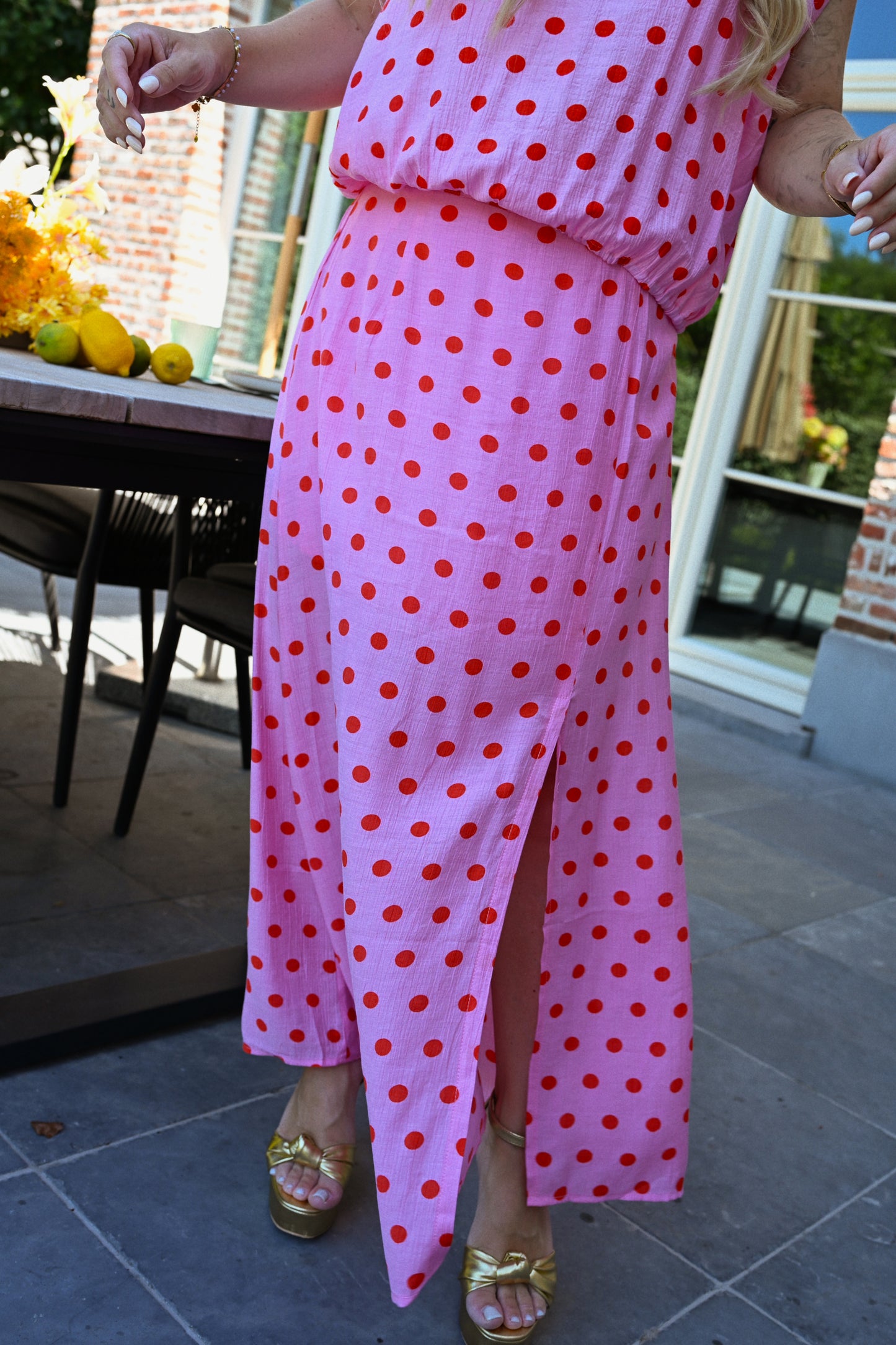 Polkadot Maxi Rok - Roze