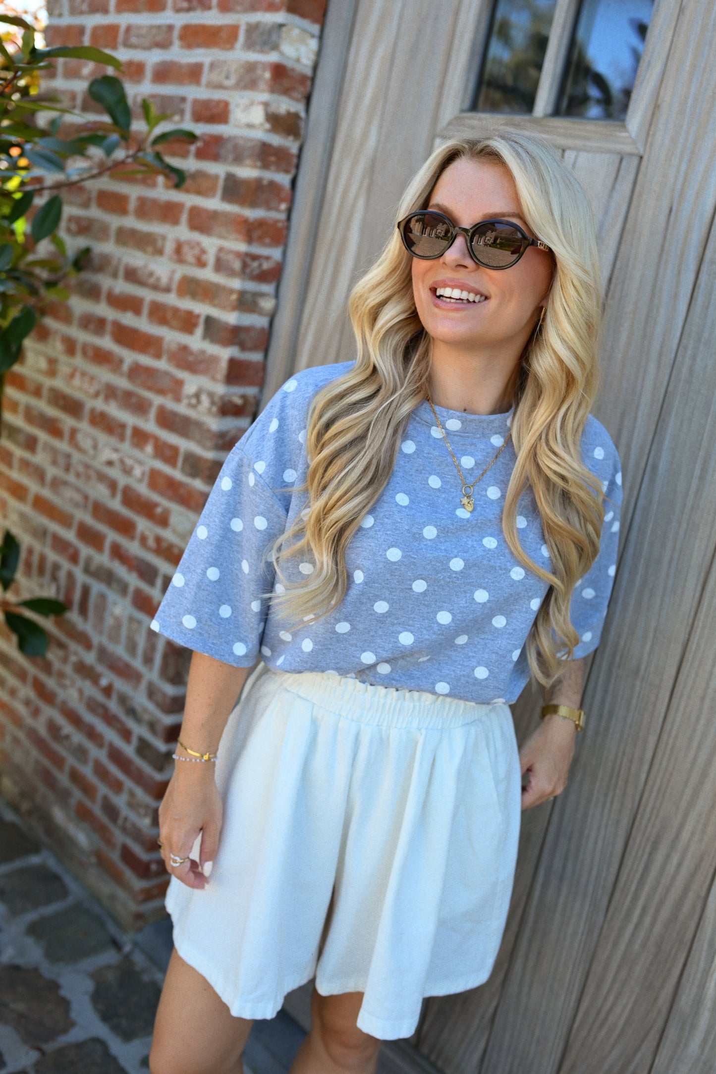 Polkadot T-Shirt - Grijs