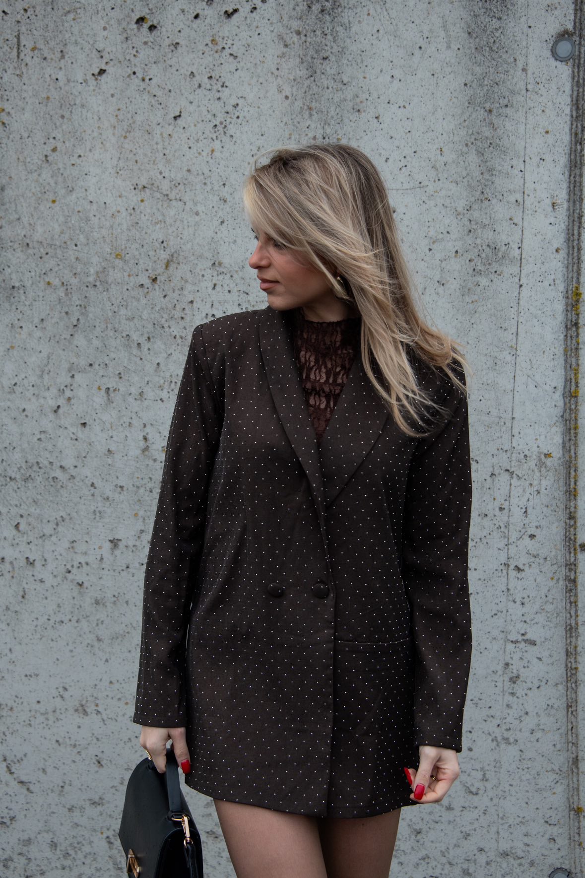 Blazer Playsuit Strass Bruin of Zwart