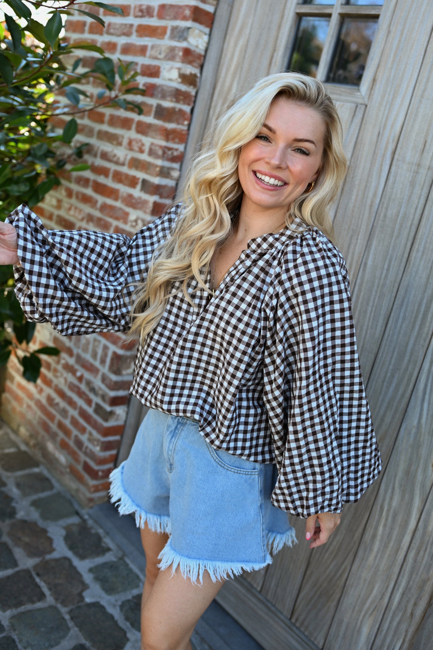 Judith Carreaux Blouse - Bruin