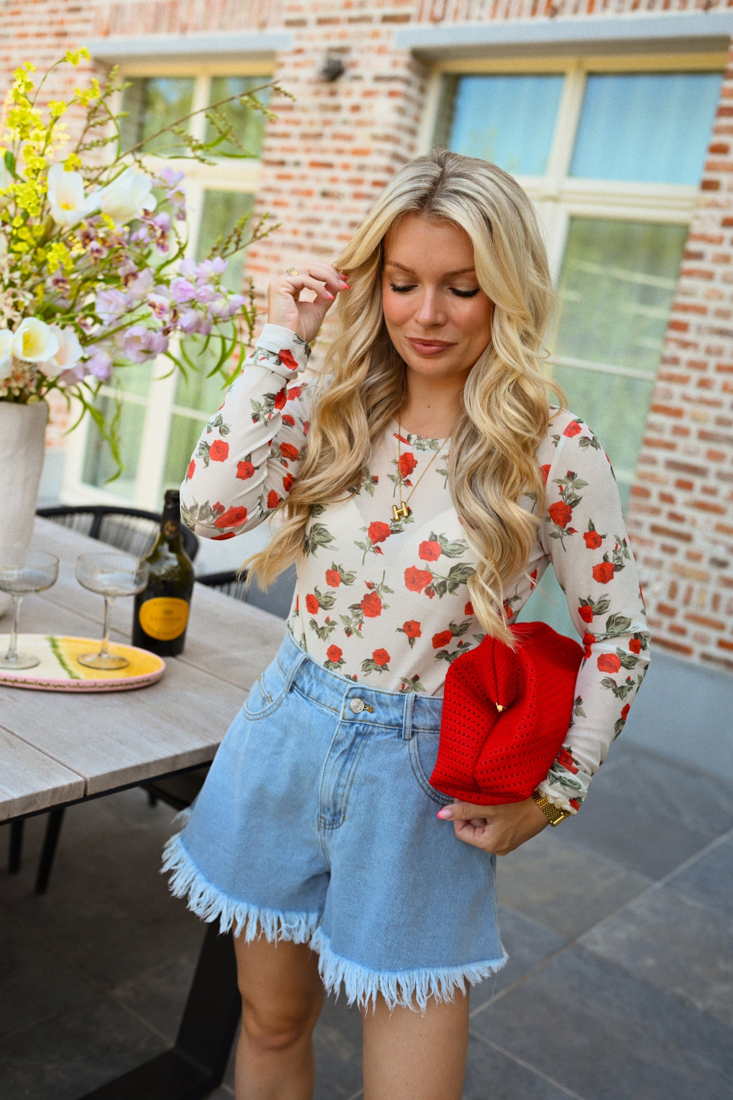 Rose Mesh Top - Wit