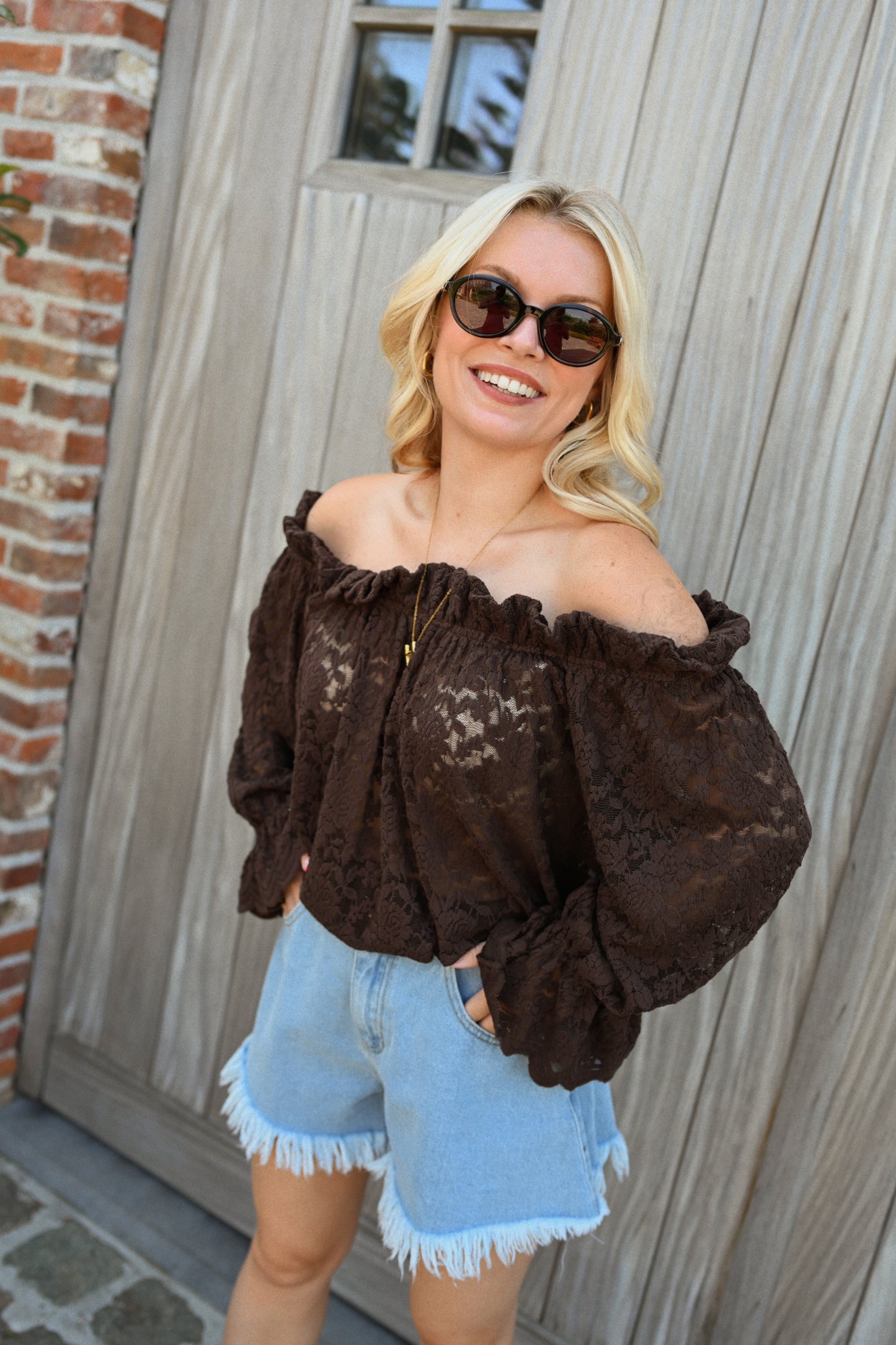 Celine Off Shoulder Blouse - Bruin