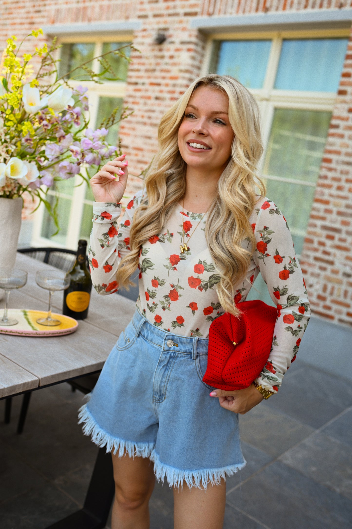 Rose Mesh Top - Wit