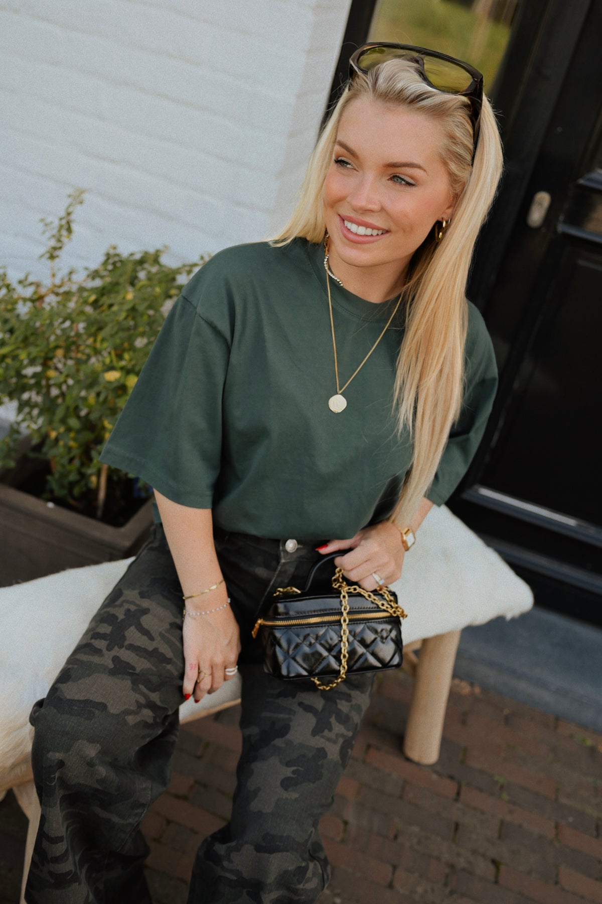 Wide Fit Denim Camouflage Broek - Kaki