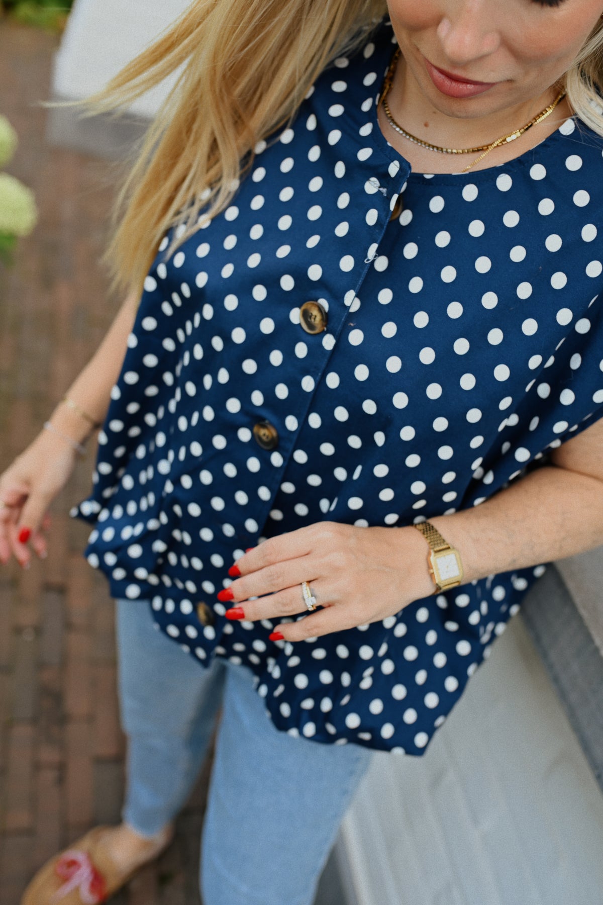 Emily Polkadot Gilet - Blauw