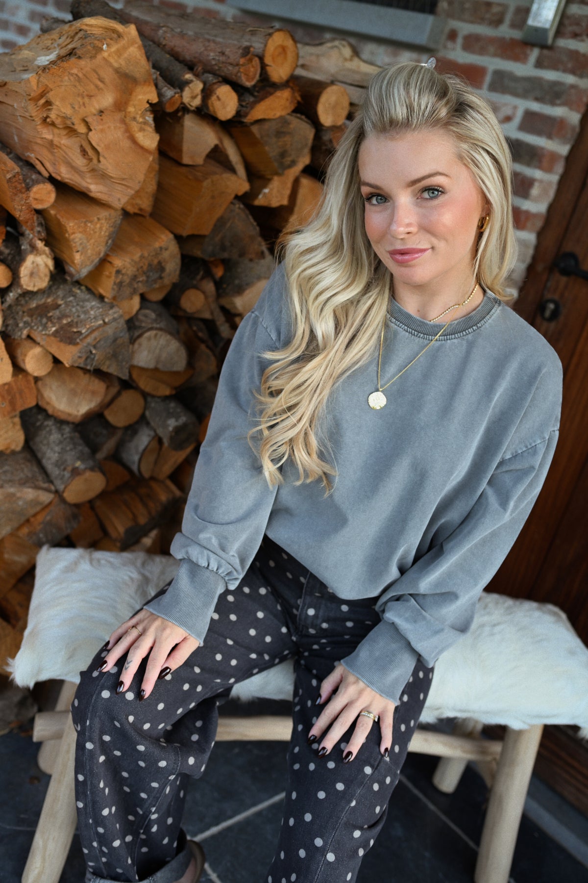 Jade Washed Sweater - Grijs