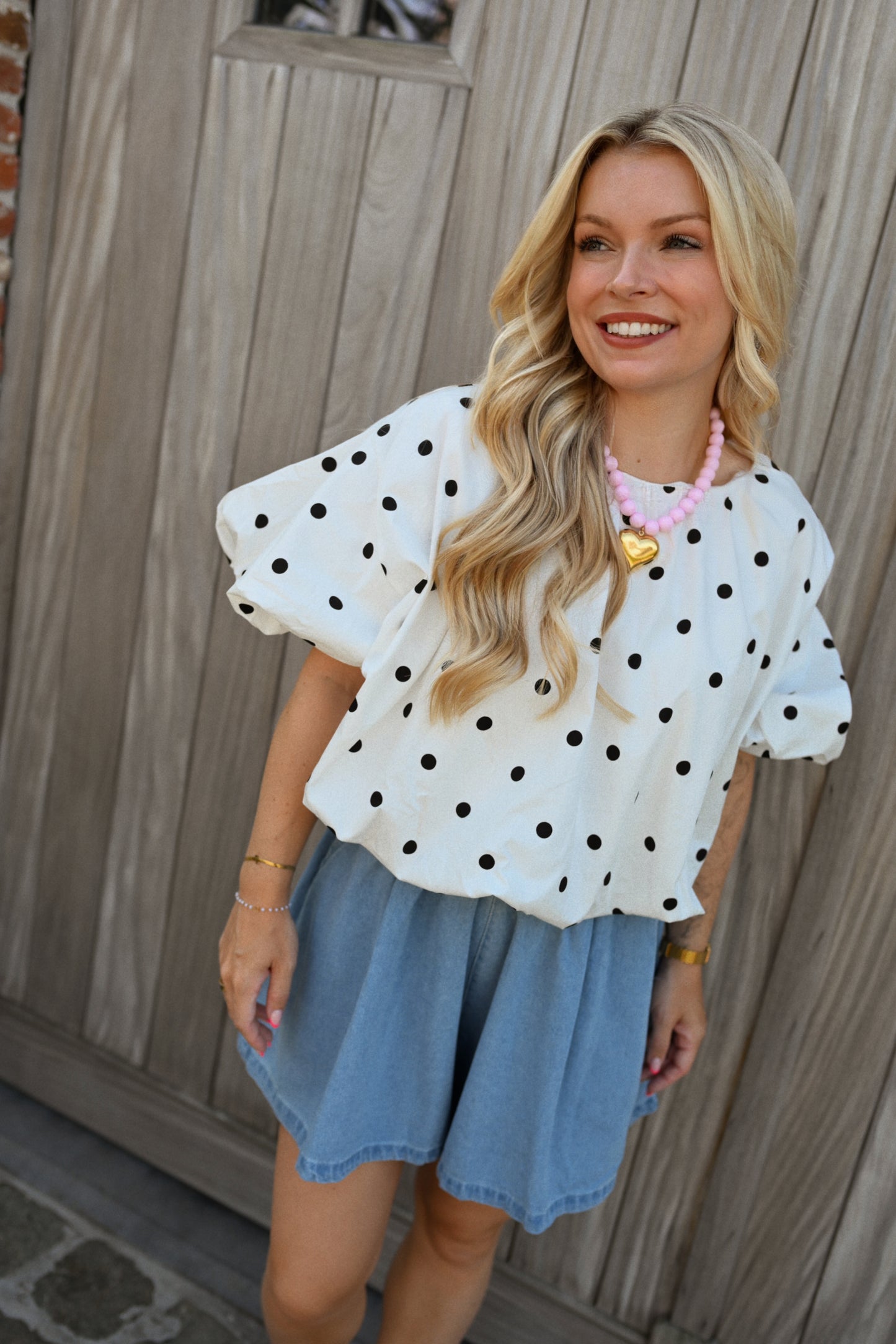 Nina Polkadot Blouse - Wit