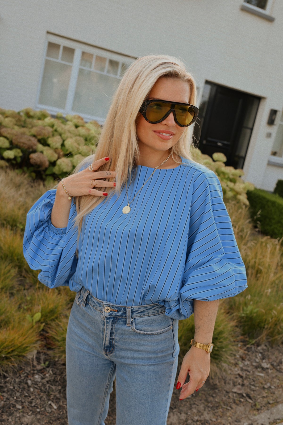 Nette Striped Blouse - Blauw