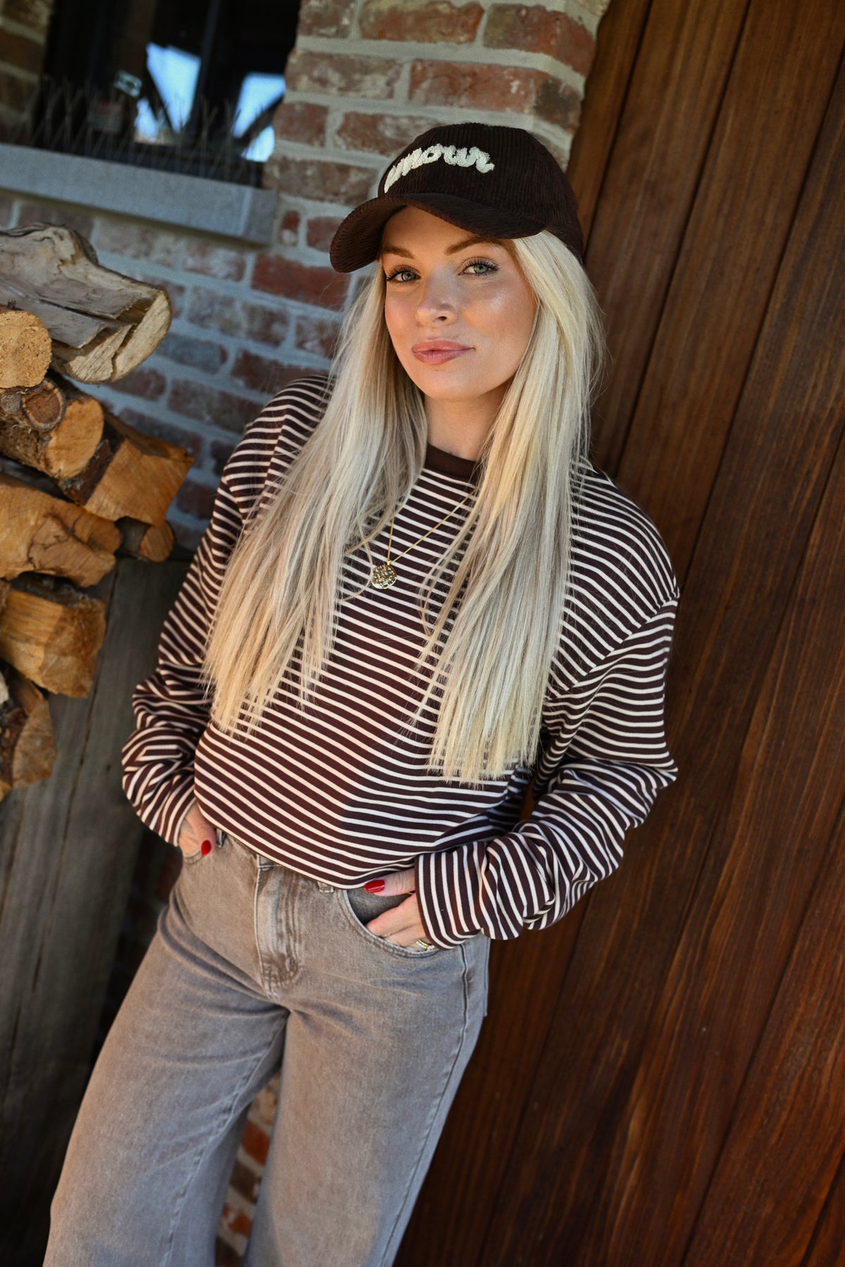 Jytte Striped Sweater - Bruin