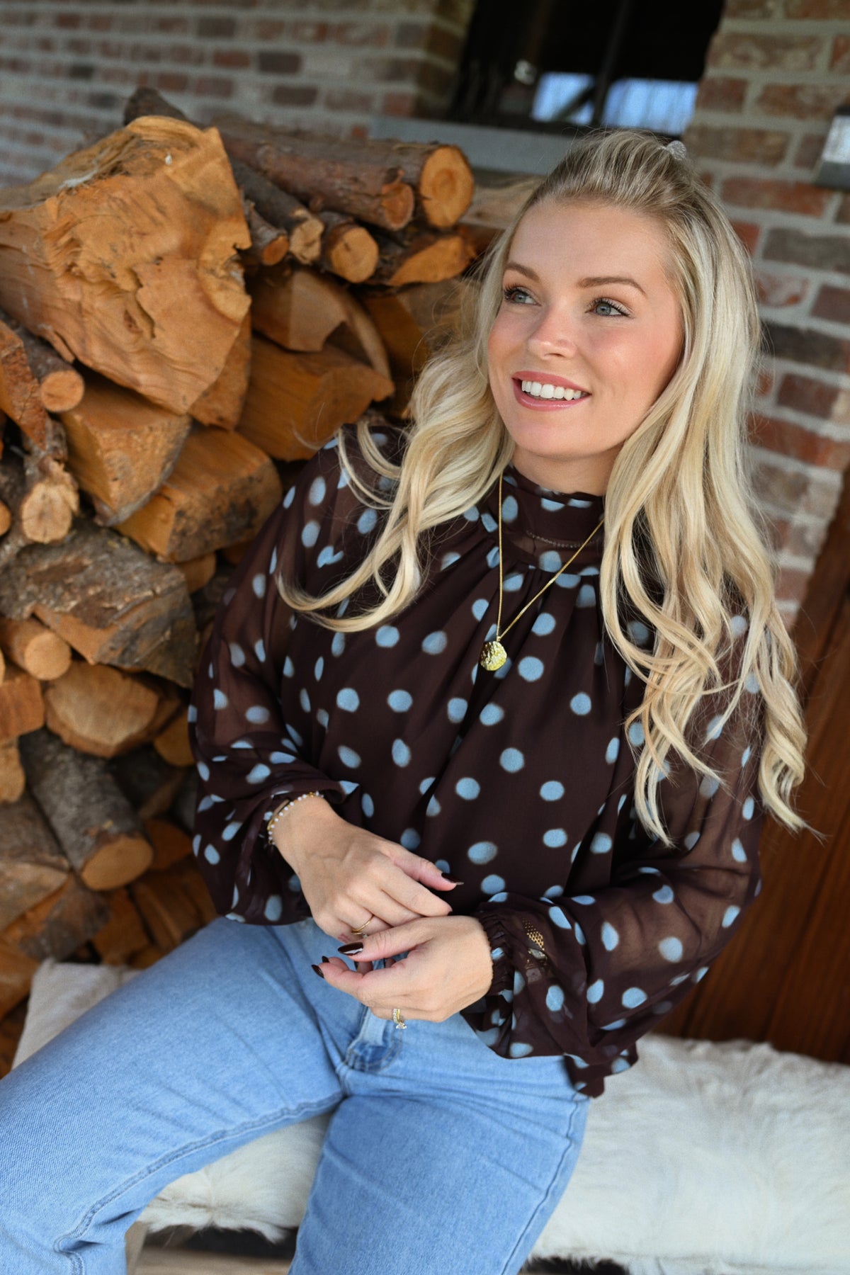 Nore Polkadot Blouse - Bruin