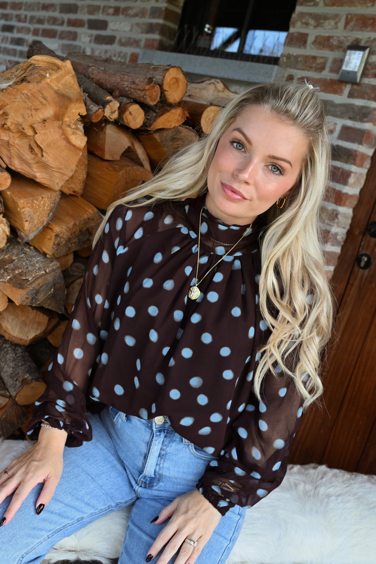 Nore Polkadot Blouse - Bruin