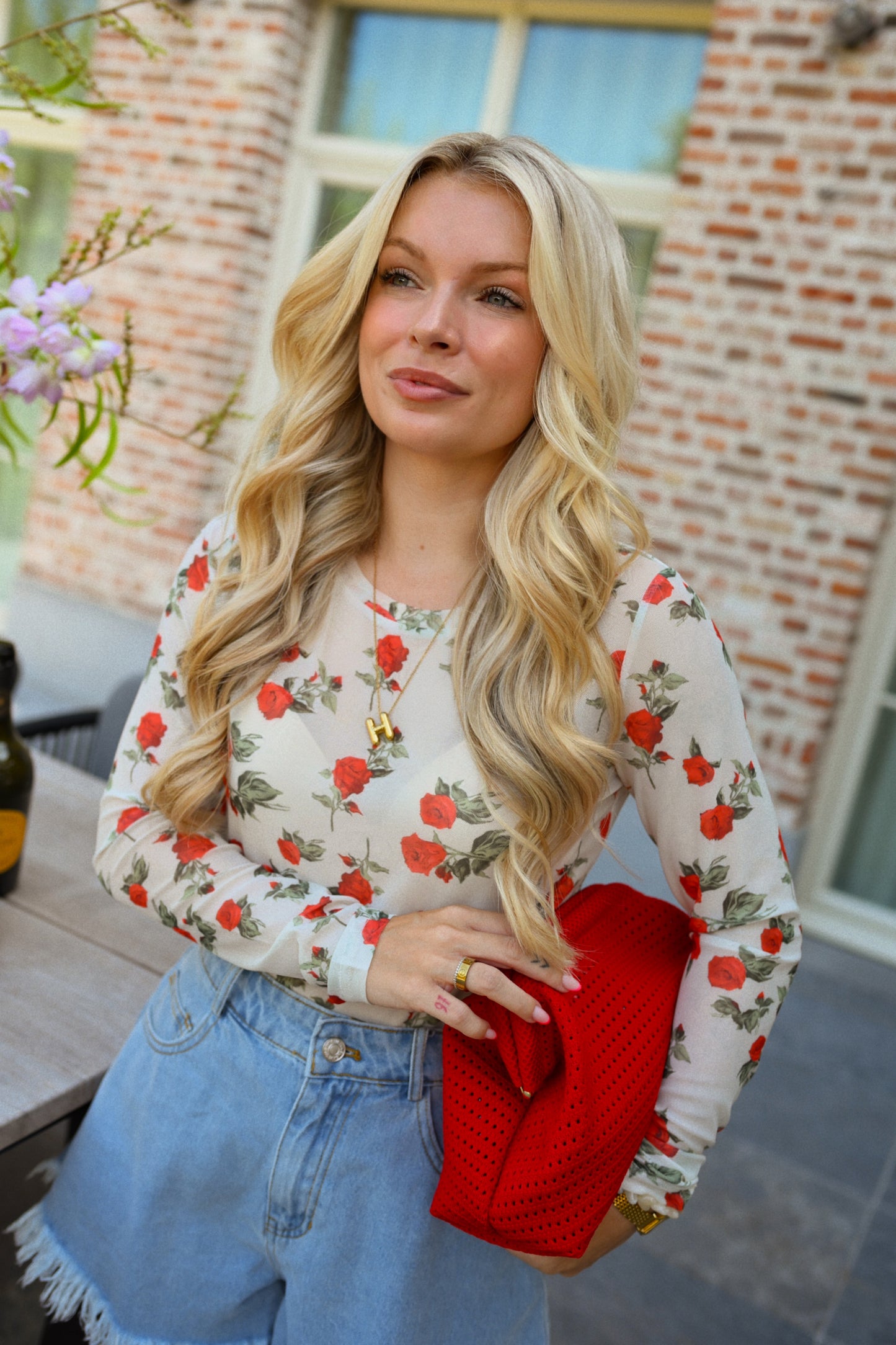 Rose Mesh Top - Wit