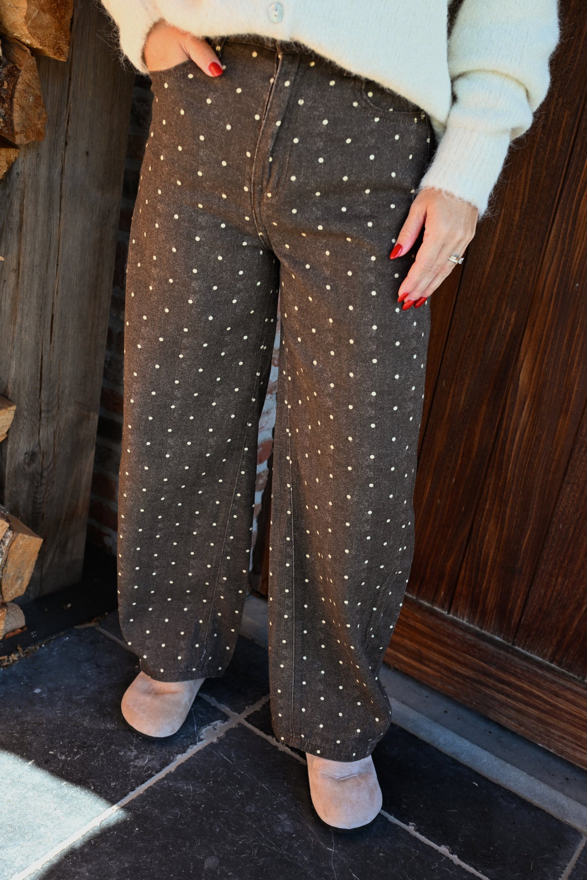 Polkadot Barrel Jeans - Bruin