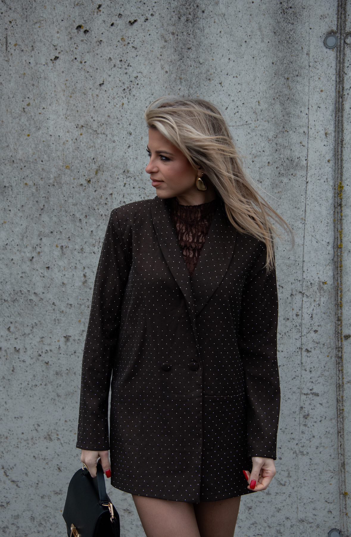 Blazer Playsuit Strass Bruin of Zwart