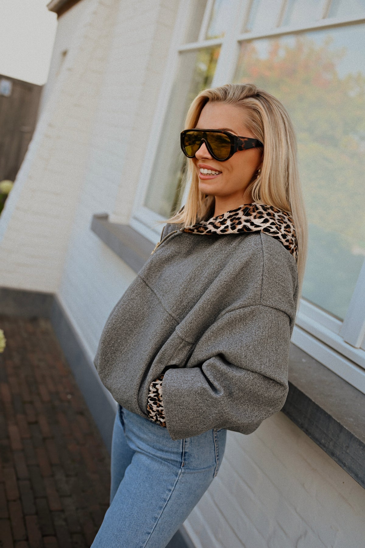 Fien Leopard Jas - Grijs (Last one!)