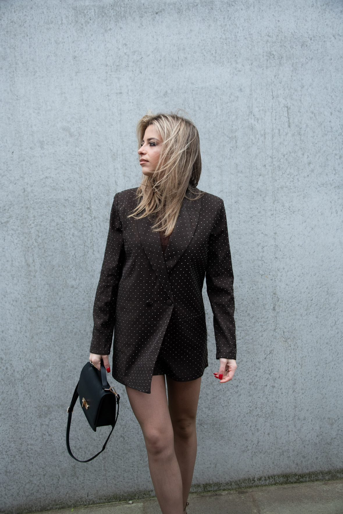 Blazer Playsuit Strass Bruin of Zwart