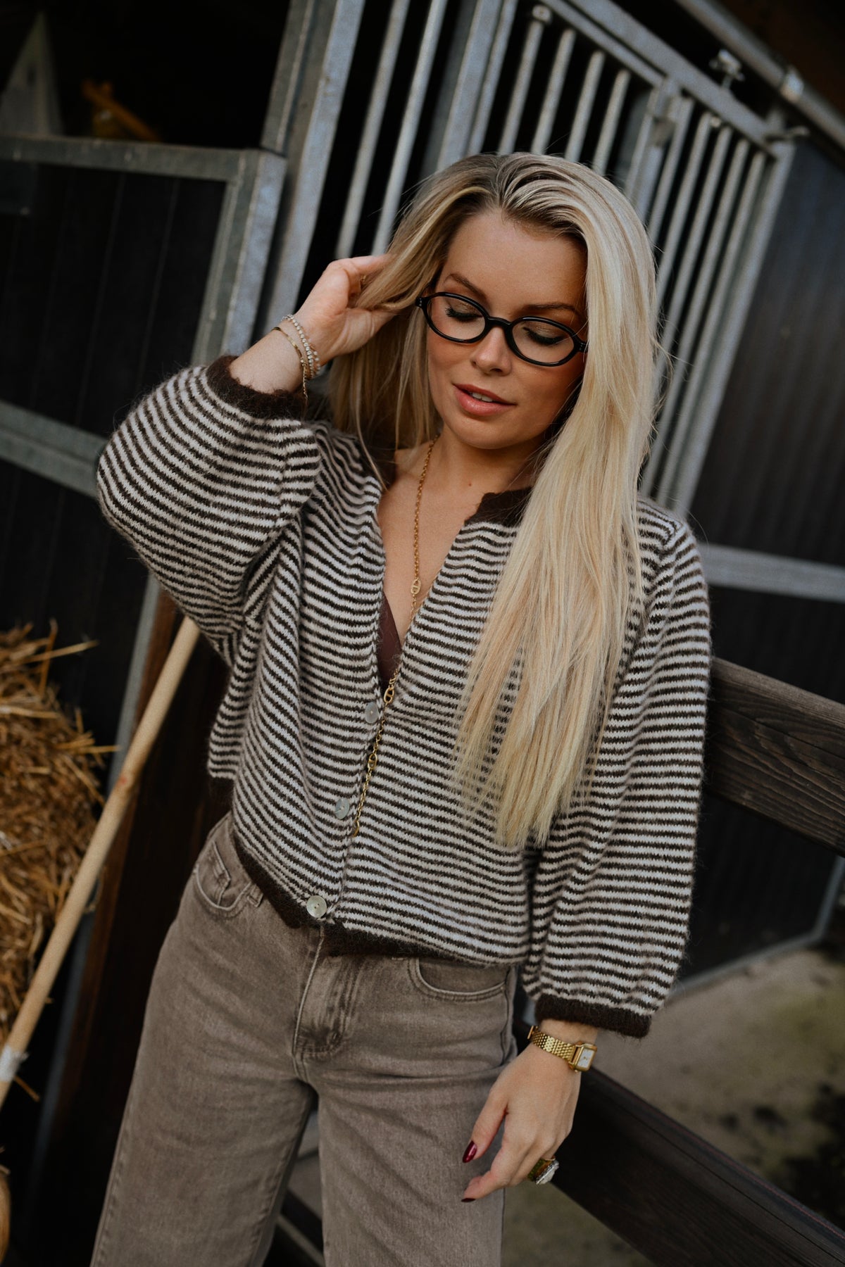 Henri Striped Gilet - Bruin