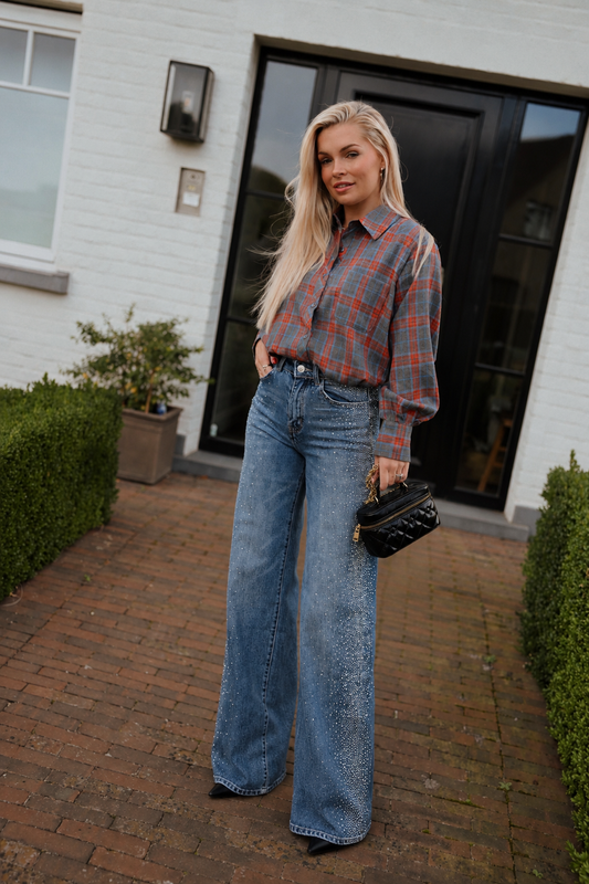 Strass Denim Broek - Blauw