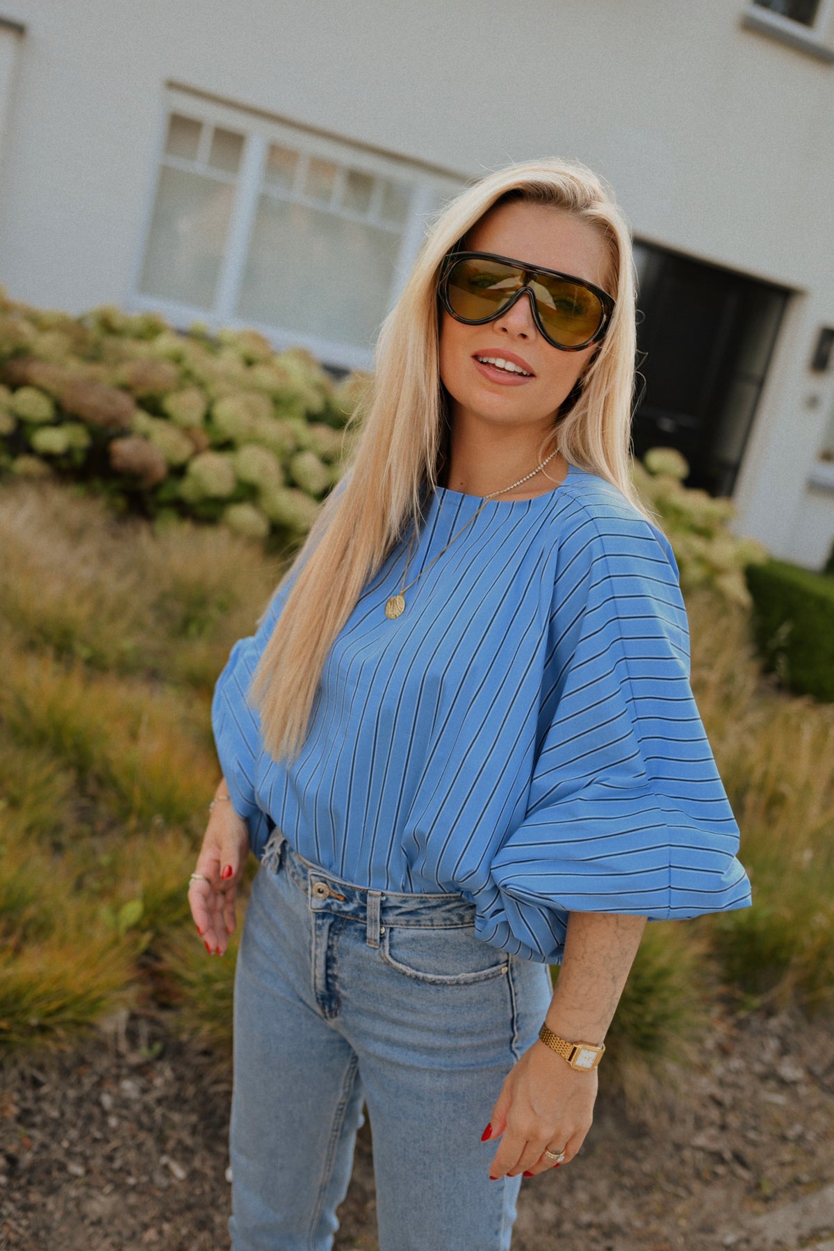 Nette Striped Blouse - Blauw