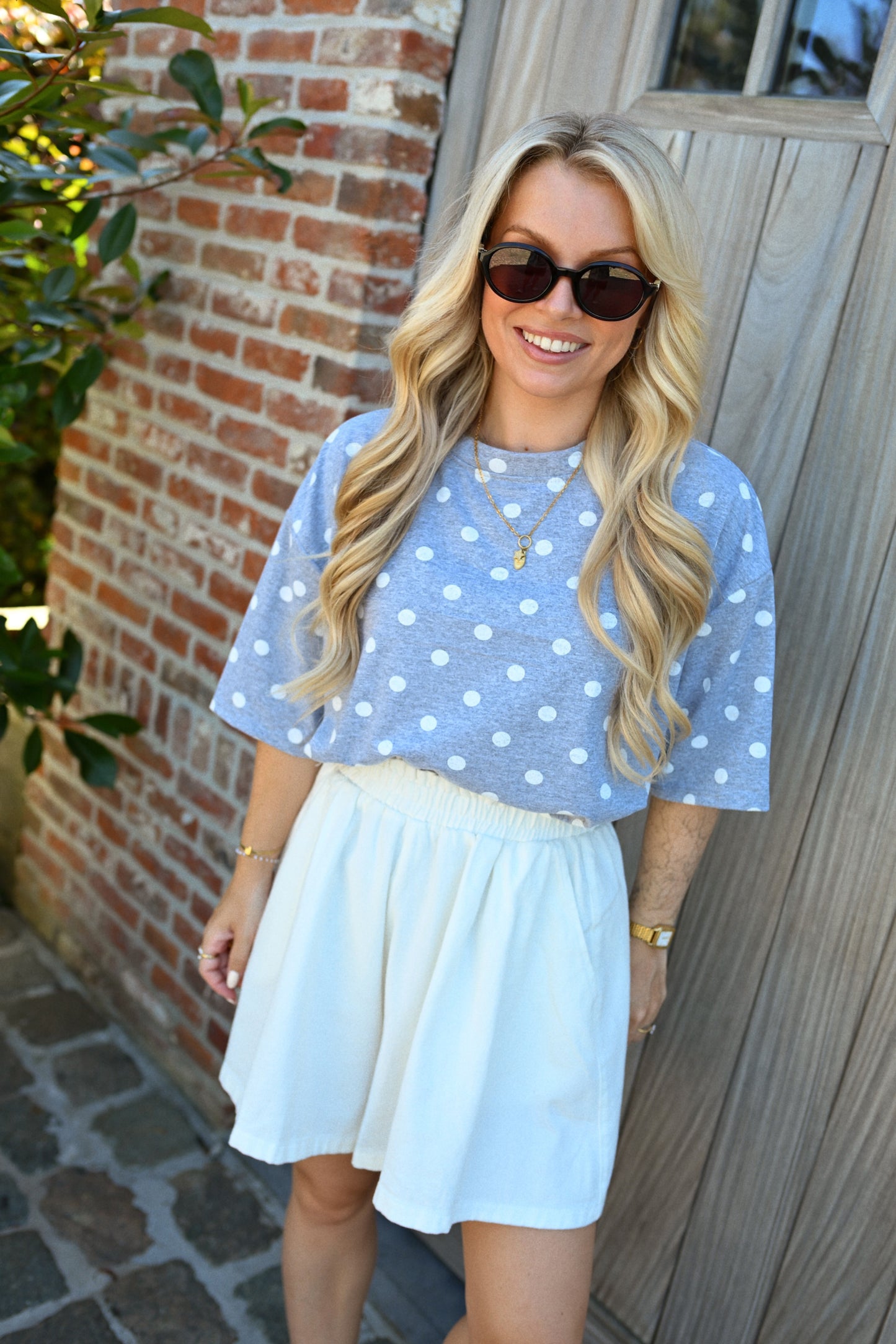 Polkadot T-Shirt - Grijs
