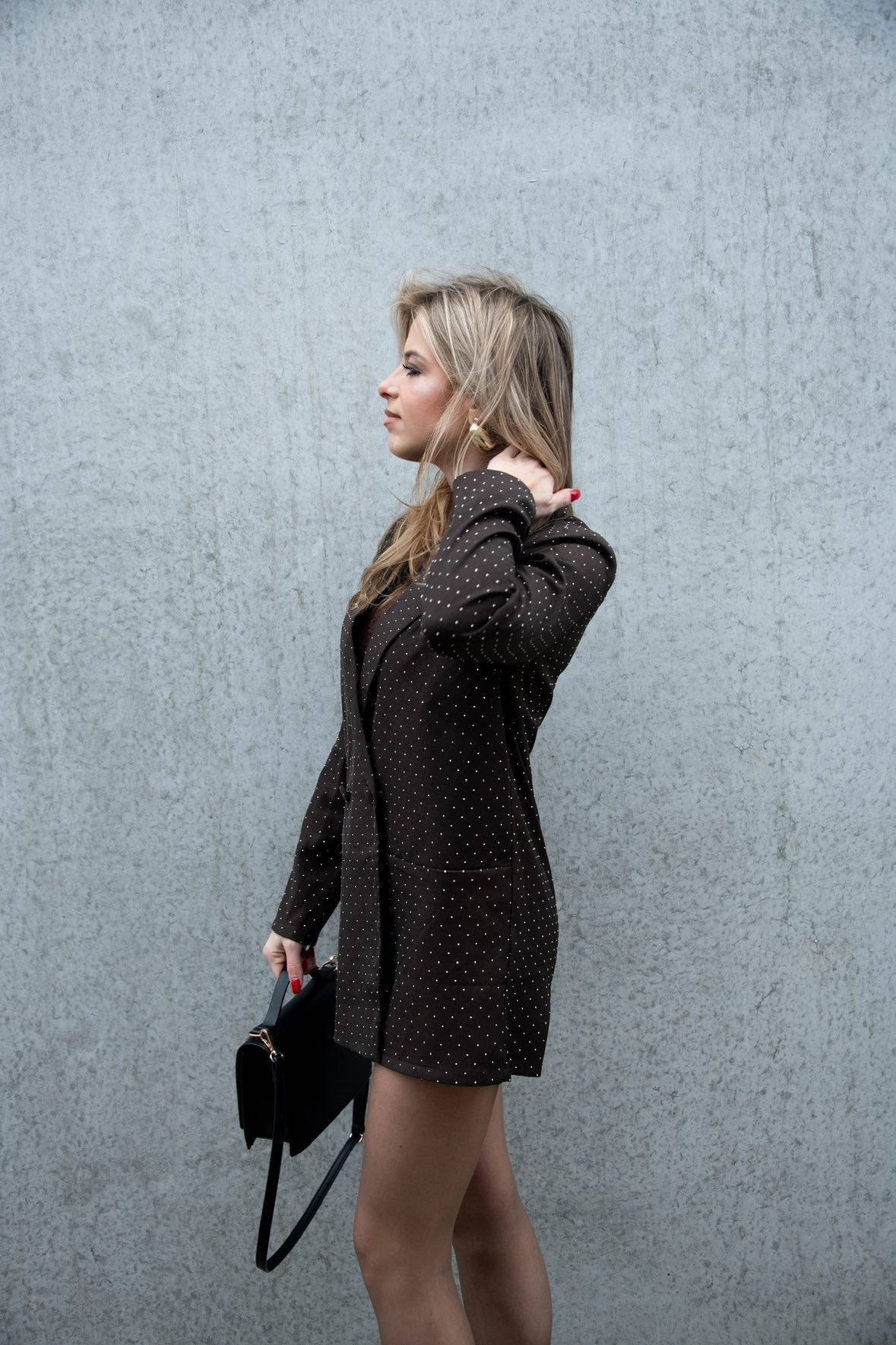 Blazer Playsuit Strass Bruin of Zwart