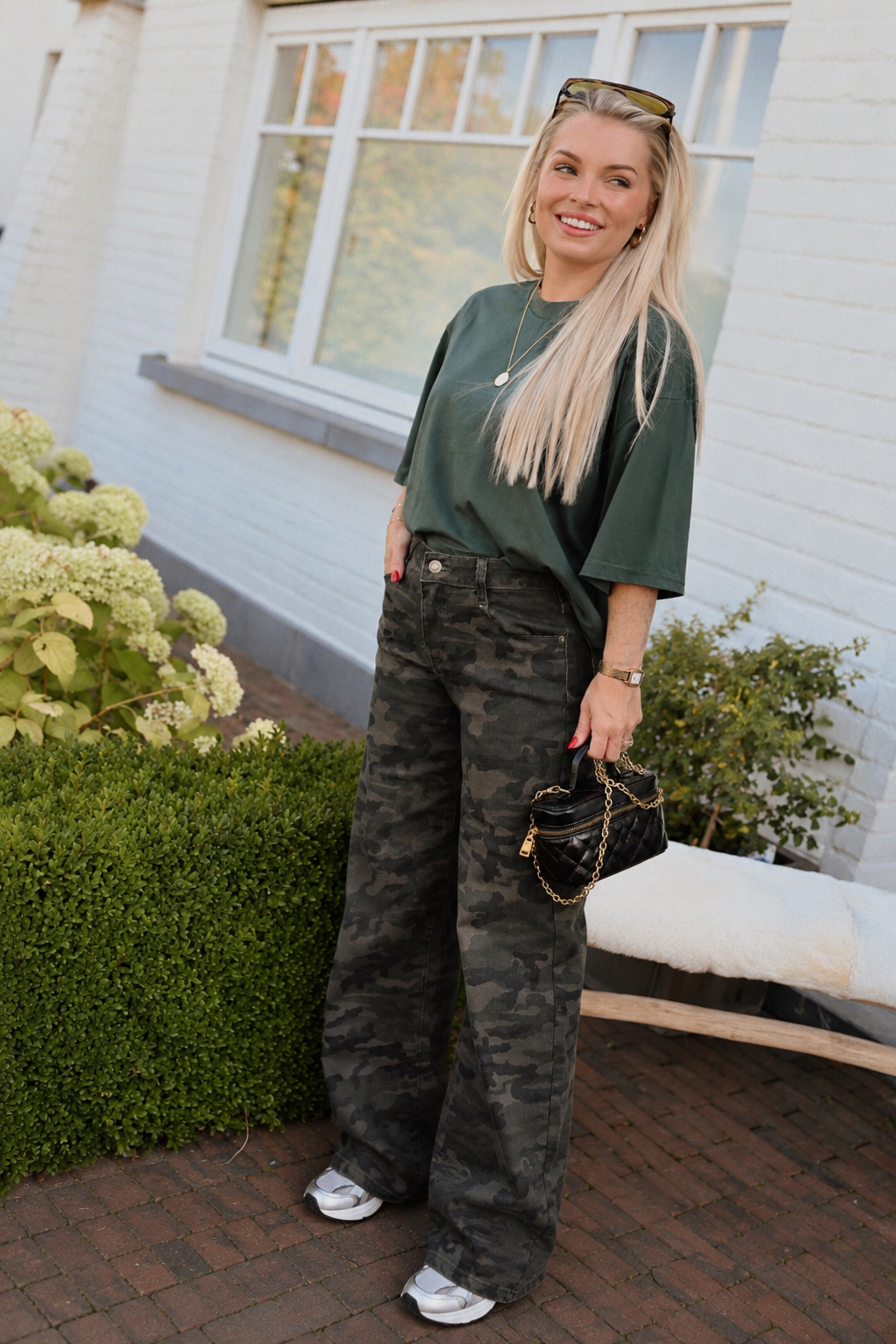 Wide Fit Denim Camouflage Broek - Kaki